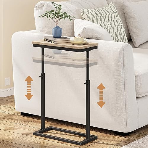 TUTOTAK Mesa auxiliar, mesa auxiliar, mesa de sofá alta, mesa de sofá, sala de estar, dormitorio, gris TB01BG083