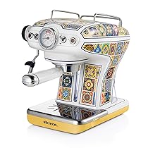 Ariete 1389 Macchina da caffè Positano, 850W, Capacità serbatoio 0,9L, Filtro ½ tazze, Vassoio raccogli goccia, Cappuccinatore