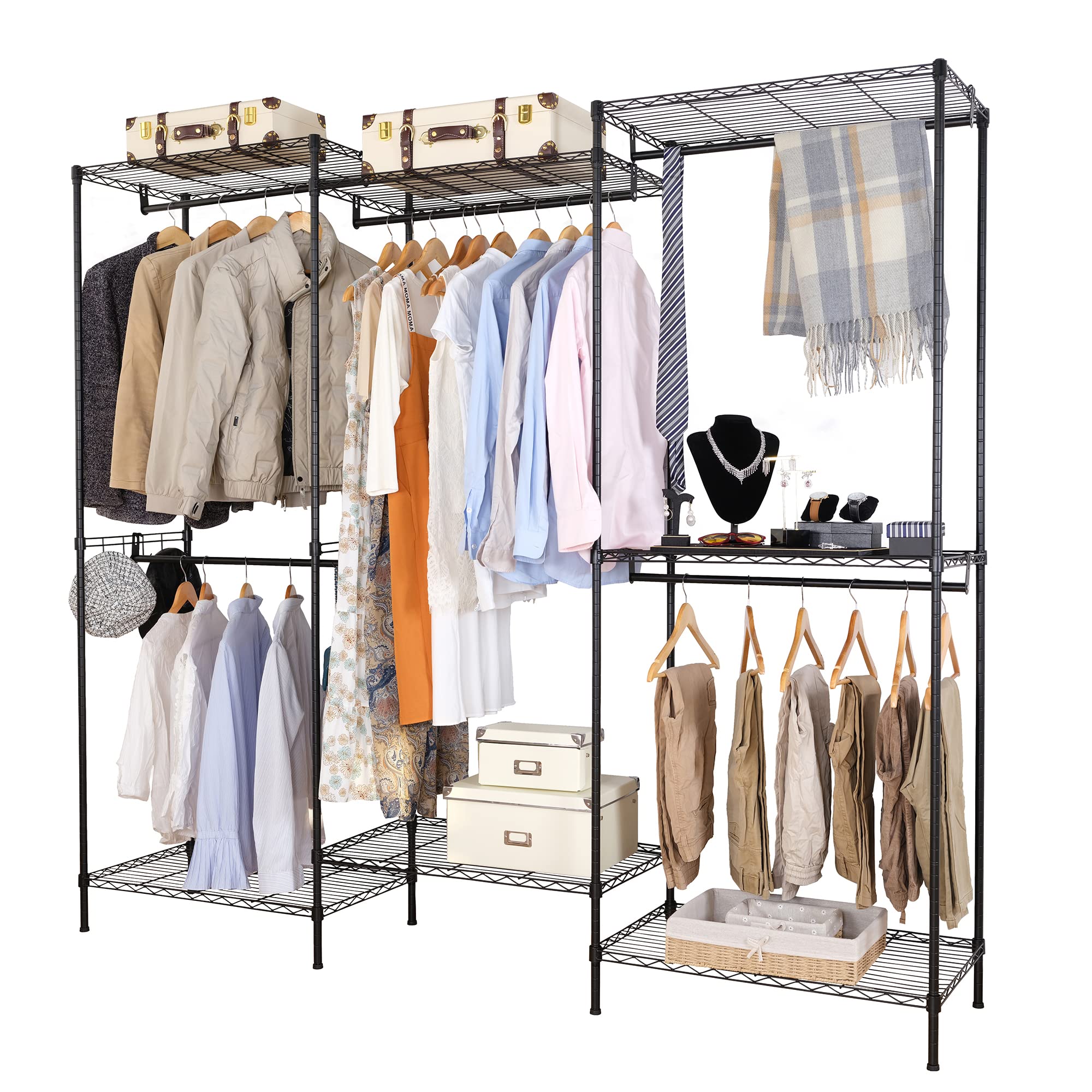 PUNION Portable Wardrobe Rack, 7 Tiers Wire Shelving