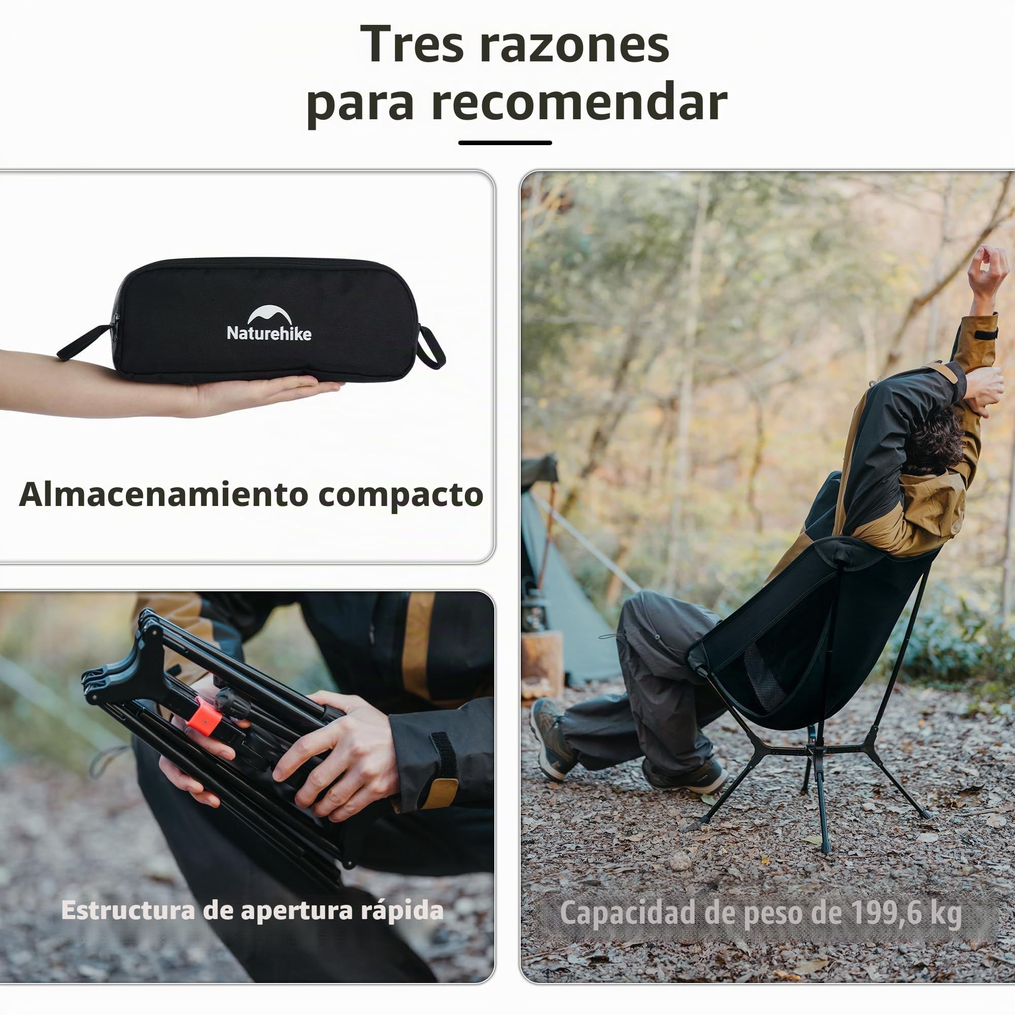 Naturehike Silla plegable de camping plegable ultracompacta, tamaño pequeño y diseño robusto para camping, picnic y actividades al aire libre senderismo