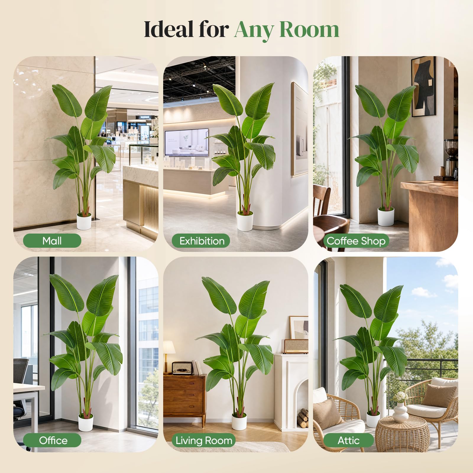 Oiseau de paradis artificiel - 150 cm - Grand bananier tropical artificiel avec 10 feuilles - Plantes artificielles comme de vraies plantes avec pot blanc - Pour décoration de chambre, bureau, chambre