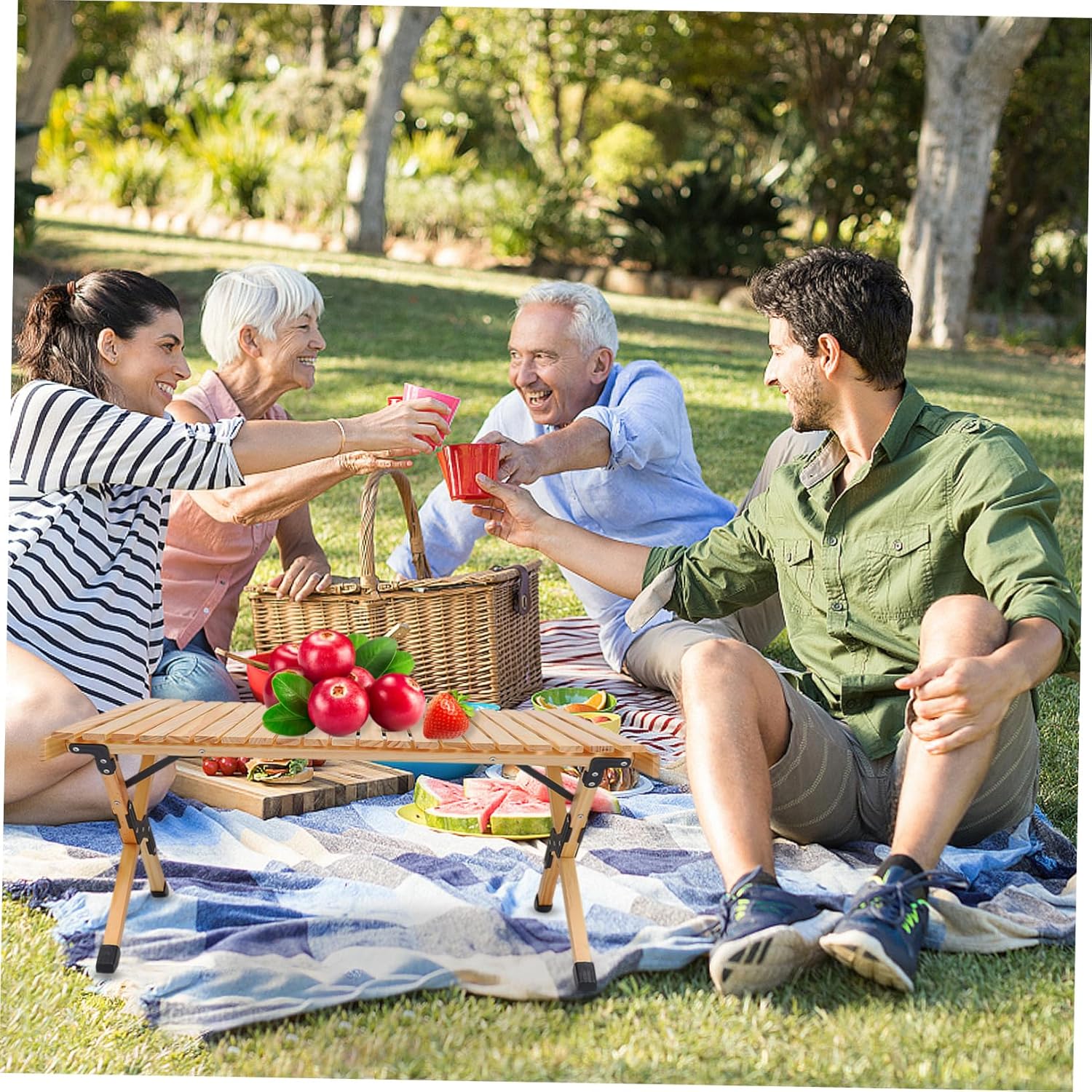 Portable Folding Wooden Picnic Table for Outdoor Camping Barbecue and Dining Lightweight Compact Design Easy Setup and Sturdy Construction