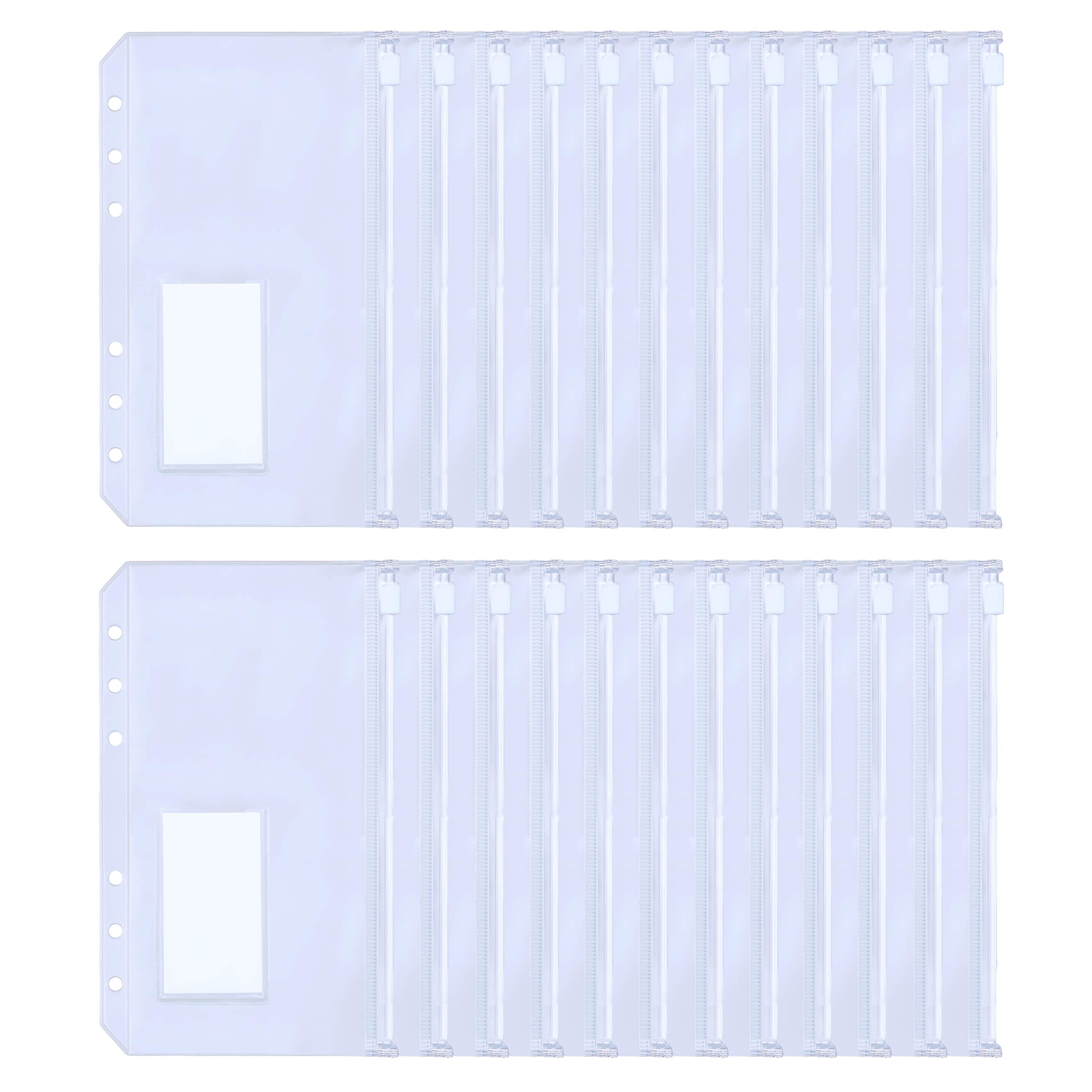 Buy HAUTOCO 24PCS A6 Zipper Binder Pockets with Label Pocket for A6 6