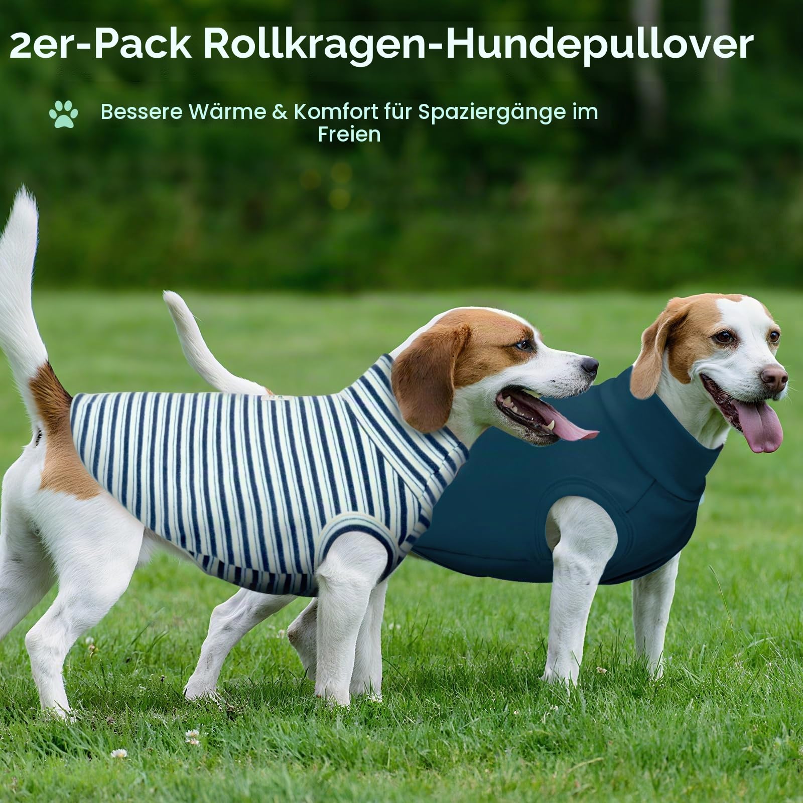 Kuoser 2 Stück Hundepullover Fleece, Pullover für mittelgroße Hunde,Blau XL