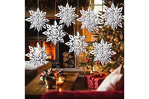 8 Pcs 12'' Large 3D Paper Snowflake Hanging Ornaments