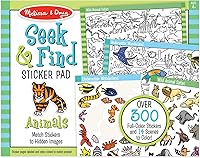 Melissa & Doug Seek and Find Animals Sticker Pad - 400+ Stickers, 14 Colorable Scenes, Educational Arts Crafts for Kids 4+ FSC Certified