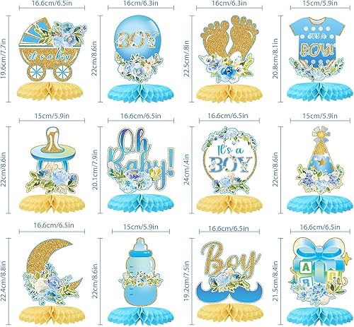 Miniatura 10 de 12 centros de mesa de nido de abeja para baby shower, decoración de fiesta para niñas, diseño floral de oro rosa rosa con texto en inglés "It's a