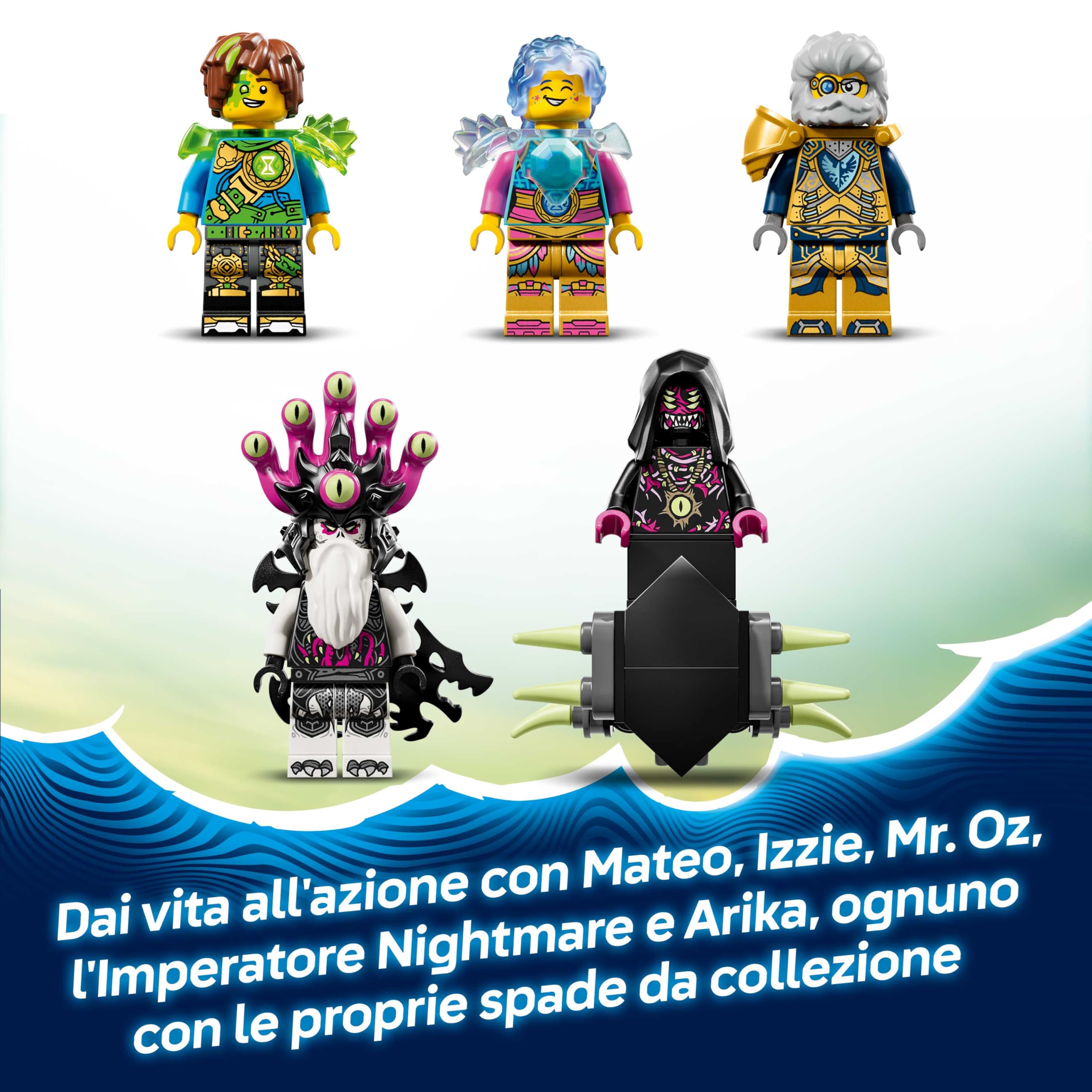 LEGO DREAMZzz 2 in 1 Carro-Squalo Tigre Giocattolo - Si trasforma in Nave Pirata con Cannone - con 5 Minifigure e 2 Creature del Tesoro da Collezione - Regalo per Bambini da 9 Anni in su - 71515