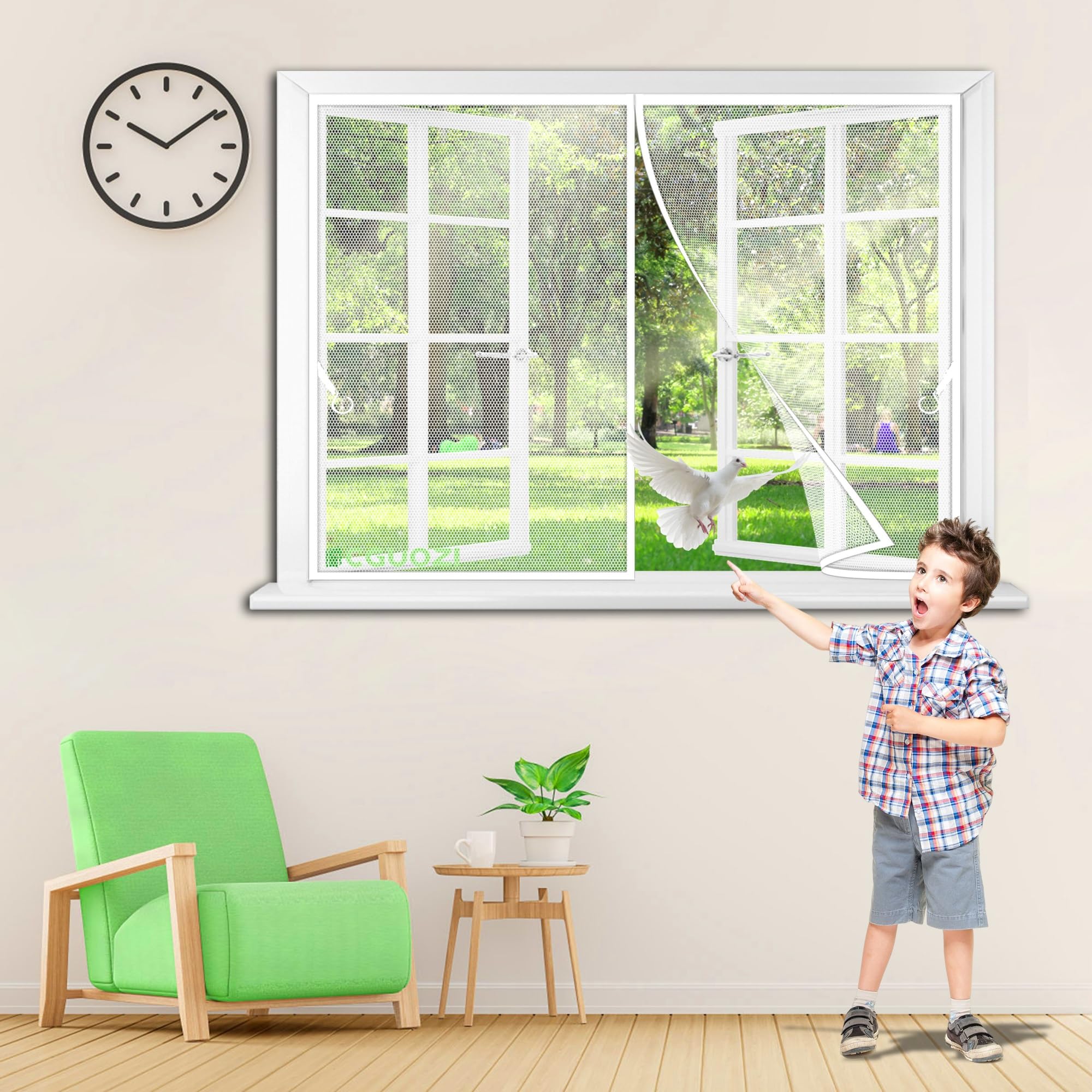 Cguozi White Magnetic Fly Screen Window 180X140cm Keep Insects Out Keep Away From Mosquitoes Curtain Fits Door Up To