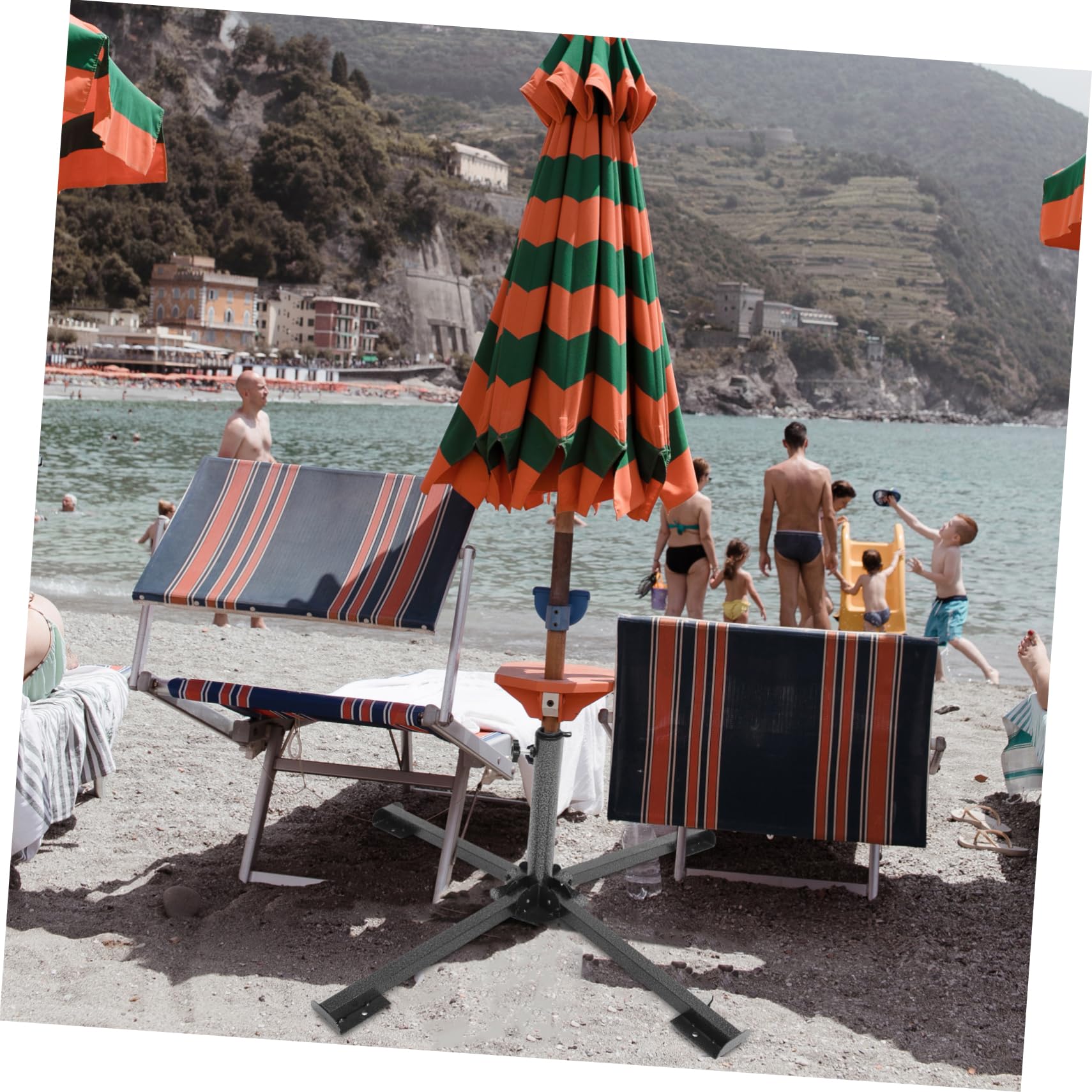 BESPORTBLE 2 Szt Podstawa Parasola Plażowego Przenośny Stojak Na Parasole Uchwyt Na Parasol Przeciwsłoneczny Zaopatrzenie Plażowe Stojak Na Parasole Żelazny Stojak Na Parasole Stojak Na