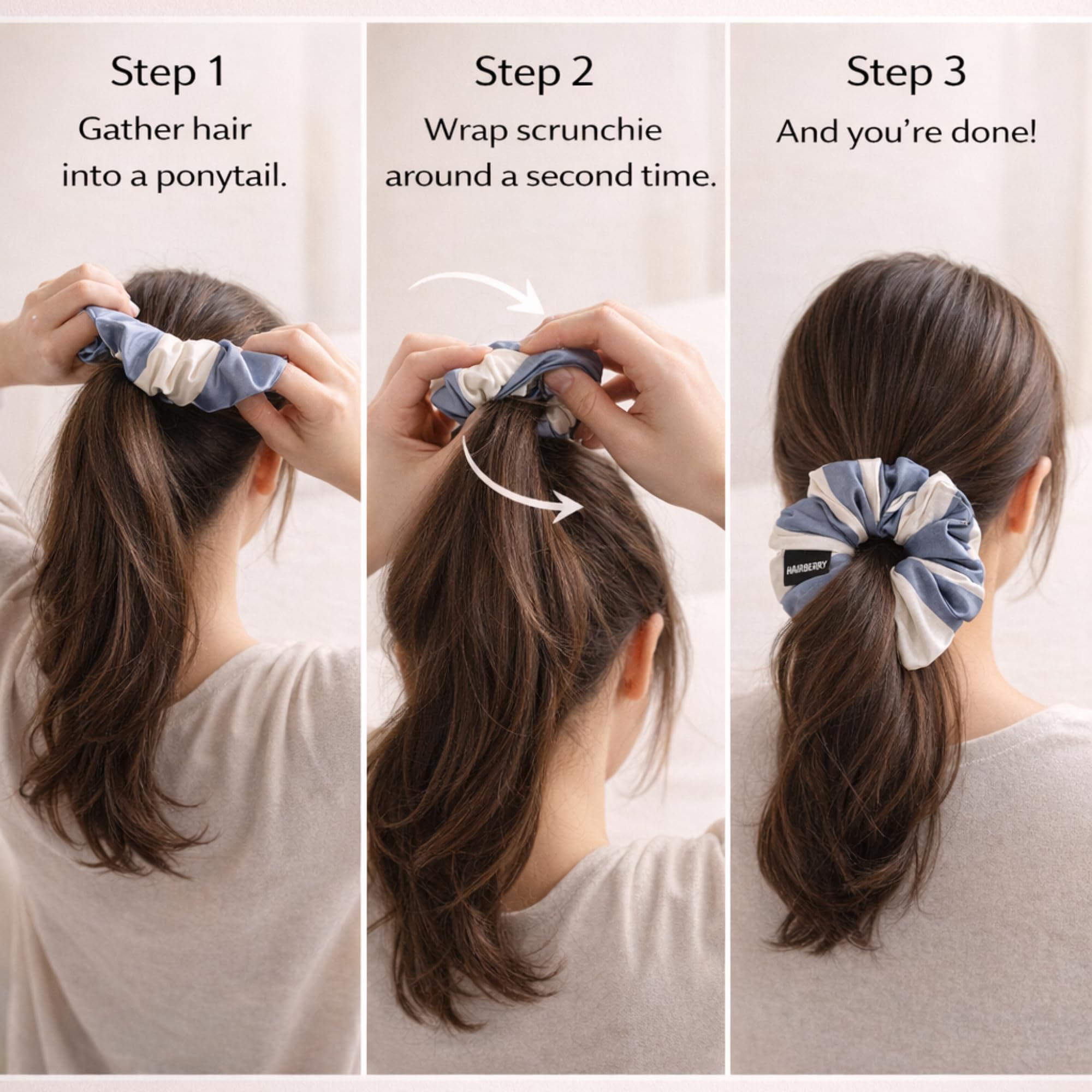 Hairberry® "Luxury Black & Red Satin Scrunchies for Women | Pack of 3 | Stylish Scrunchies for Girls, Women, Hair Ties | Gift for Sister, Friend, Mom | Black & Red Bandanai Pattern (Black & 2 Blue Check) 1