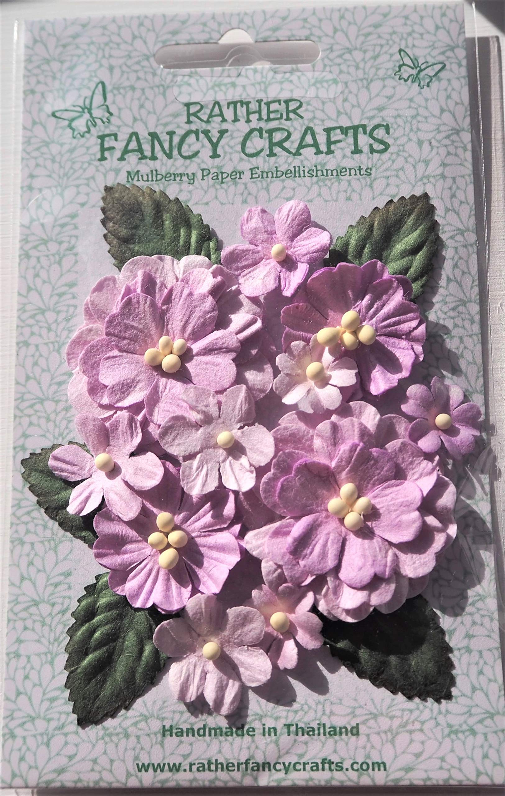 Rather Fancy Crafts Purple Mulberry Paper Pastel Flowers And Leaves X Pack (Lavender)