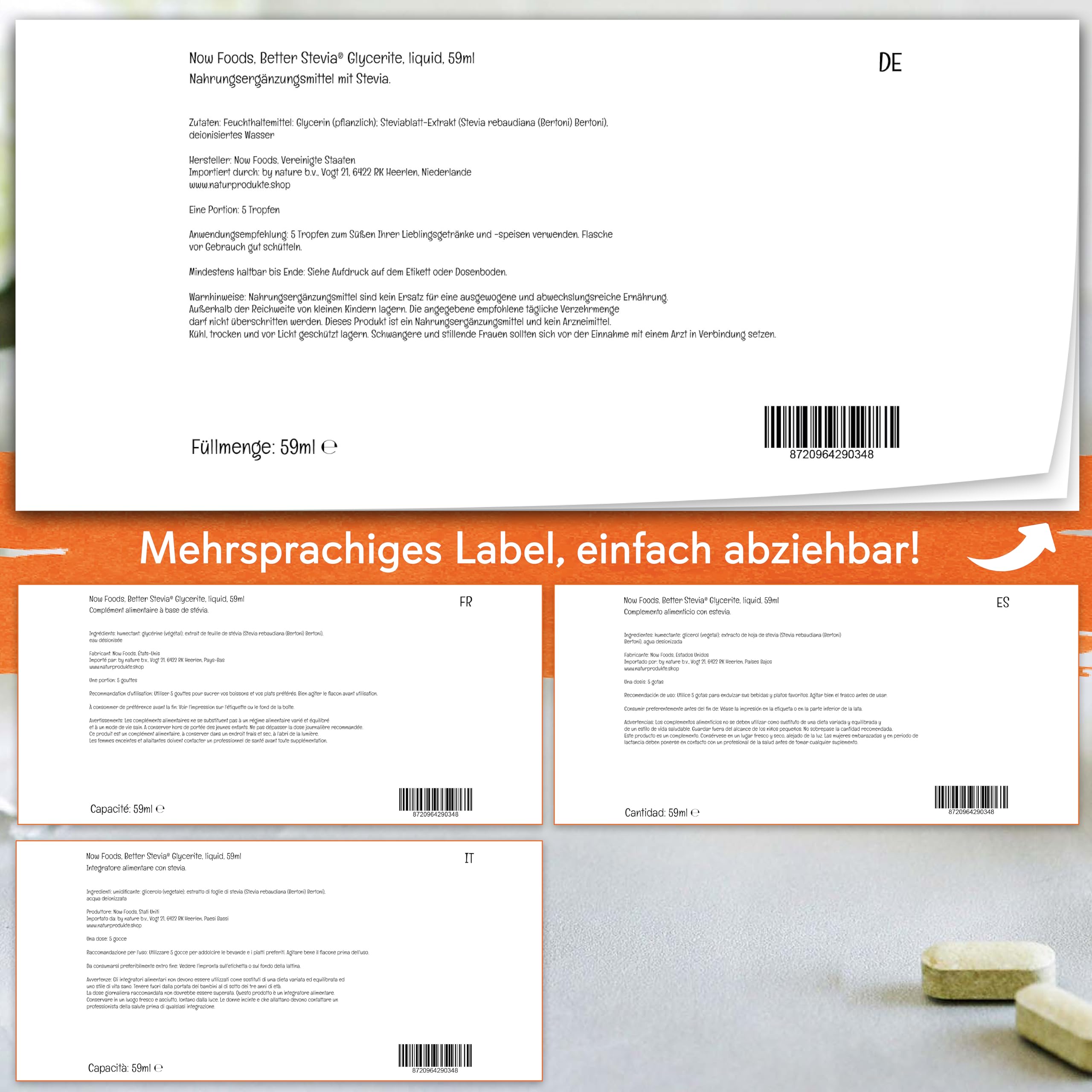Now Foods, BetterStevia Glycerite, flüssiger Steviablatt-Extrakt, veganer Zuckerersatz, 60ml, Laborgeprüft, Vegetarisch, Sojafrei, Glutenfrei, Vegetarisch, Ohne Gentechnik