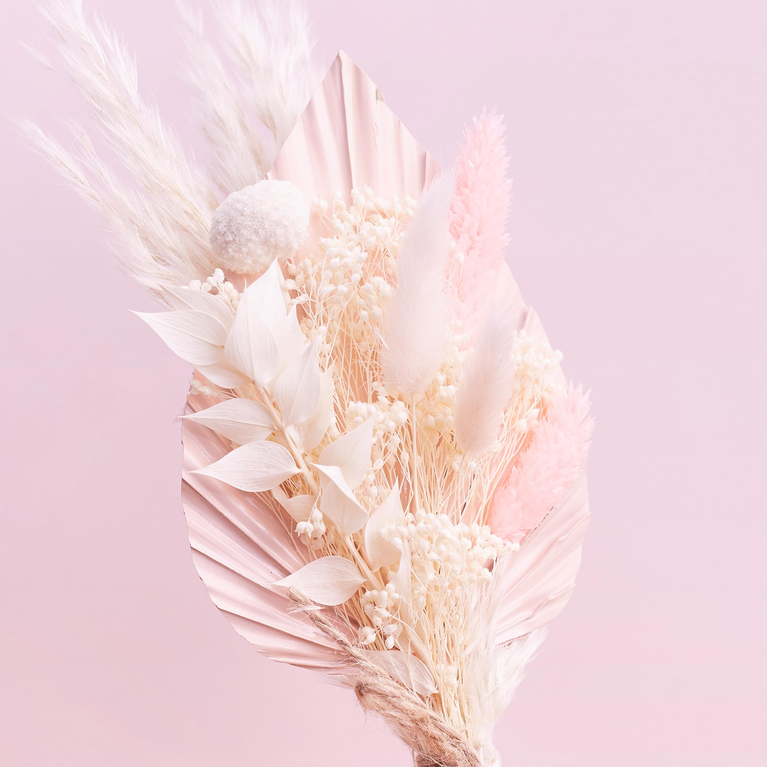 The Baked Studio - Dried Flowers For Cakes Decoration And Crafts With Pampas And A Pink Palm Spear (Pink & White) - Image 4