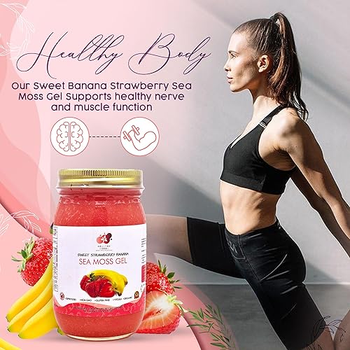 Miniatura 8 de Healthy Herbs - Gel de musgo marino (plátano y fresa dulce) elaborado en forma silvestre a partir de jamaicana Santa Lucía Gold Seamoss