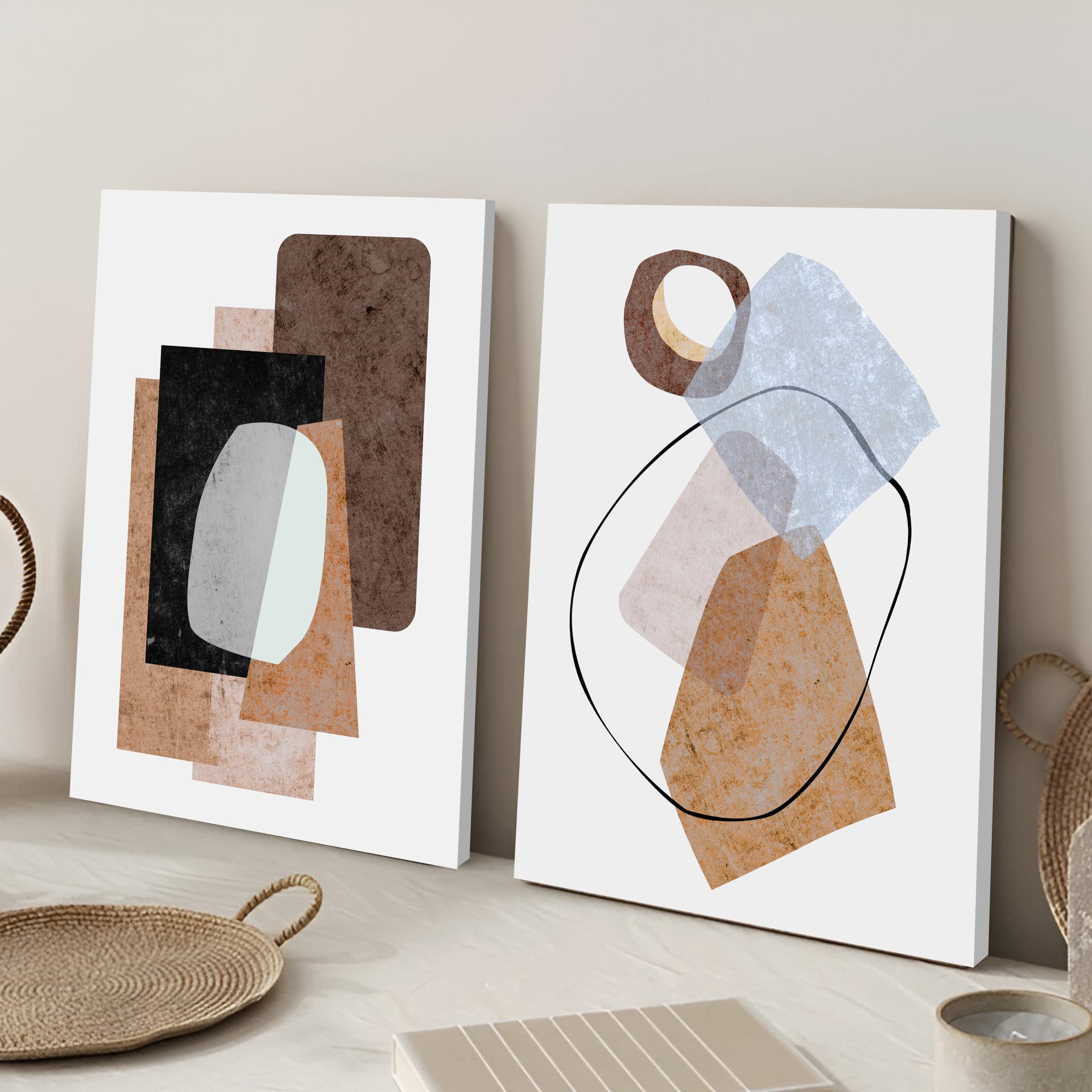 Boho Canvas Art Set - 2 Abstract Wall Paintings -10 Boho Canvas Art Set - 2 Abstract Wall Paintings -10