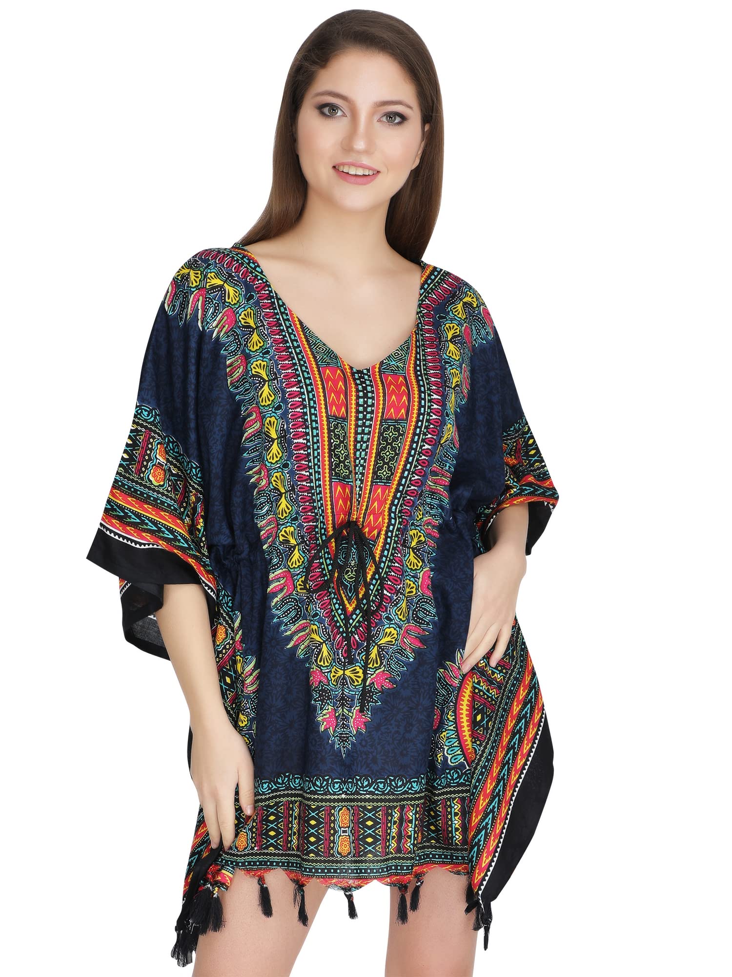 ukal Women's Casual Beach Nighty Short Rayon Maxi Kaftan Dress Summer Wear-picture-19