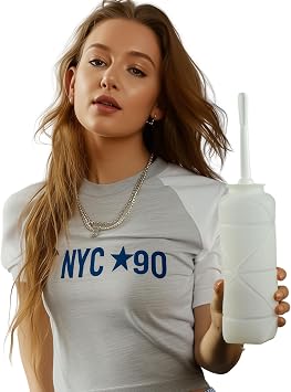 Foldable Compact Silicone Douche Bottle, Reusable Travel Douche Kit, 24 FL Oz Capacity, White