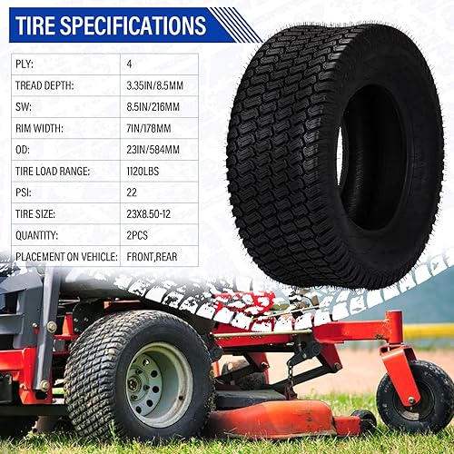 Vista 126 de Neumáticos para cortacésped 22x10.00-14, neumático de césped de tractor 22x10-14, neumáticos NHS de 22x10x14, 4 capas sin cámara, juego de 2