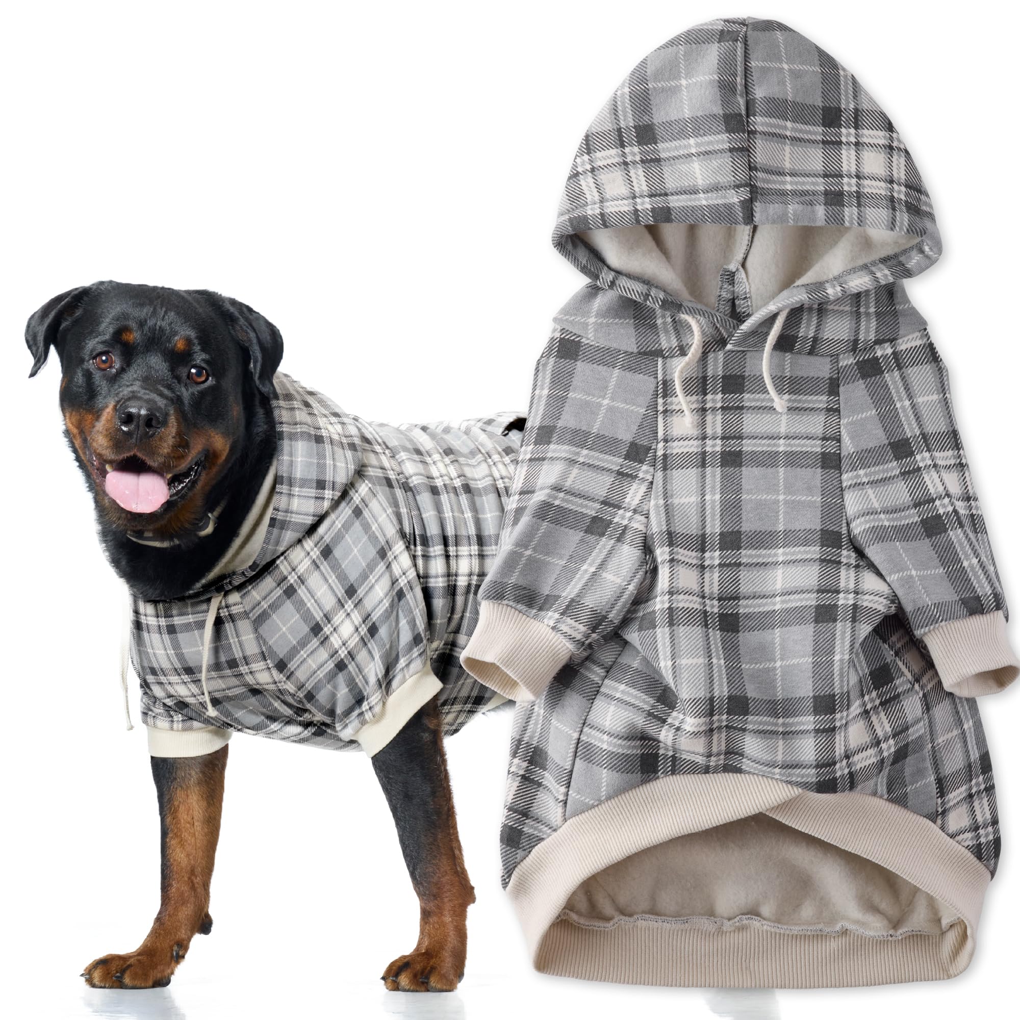 Pet Passion Rocky II - The Extra Comfy Hoodie, Organic Cotton and Recycled Poly Dog Hoodie Pet Coat Sweater for Small, Medium, Large Dogs​​, Gray