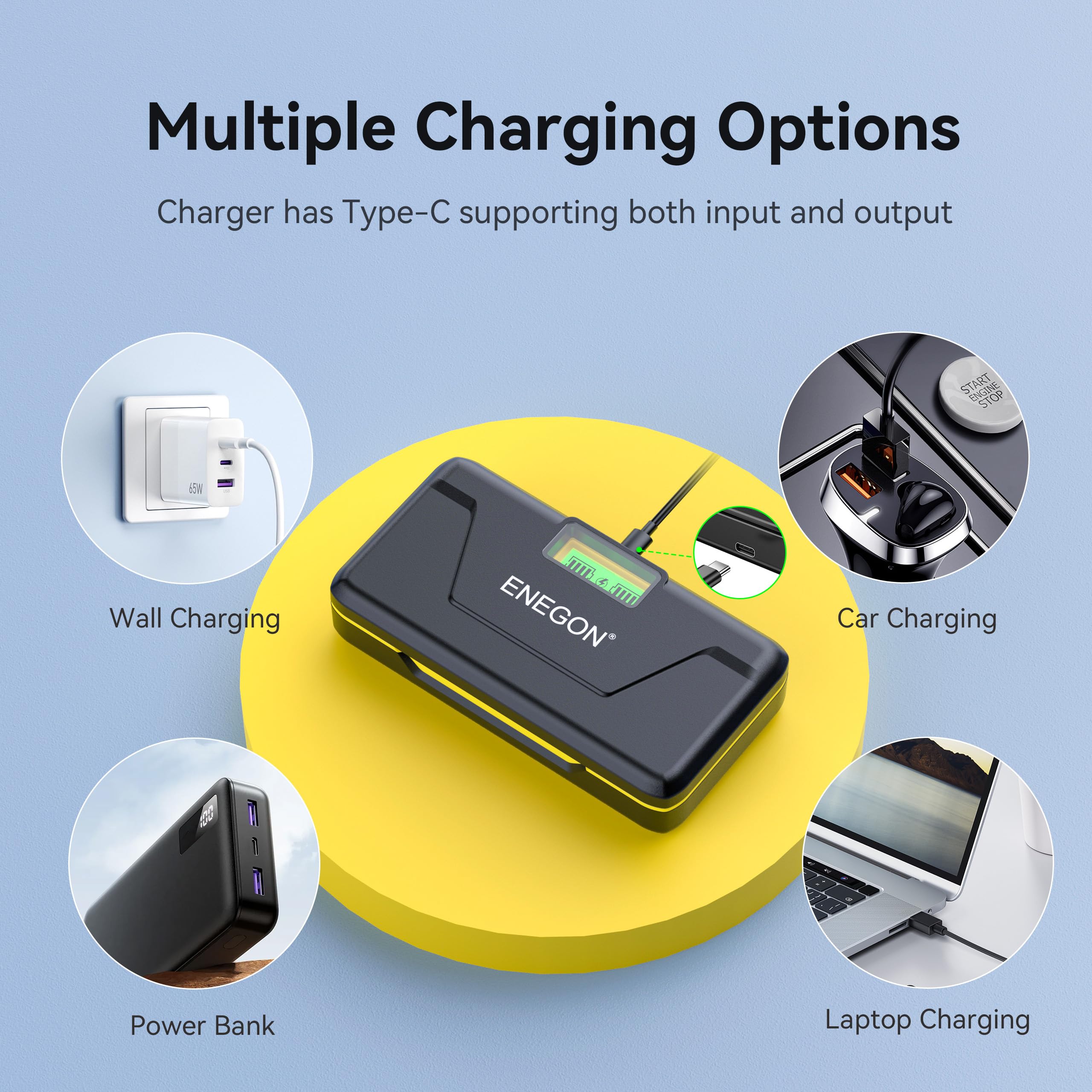 ENEGON NP-BX1 Akku (2 X 1380mAh) + LCD-aufbewahrendes Ladegerät (SD) für Sony NP-BX1 und ZV-1/ZV-1 II, DSC-RX100, DSC-RX100 VII/VI/V/IV/III/II/VA (M7-M2), HDR-CX405, FDR-X3000, HX300