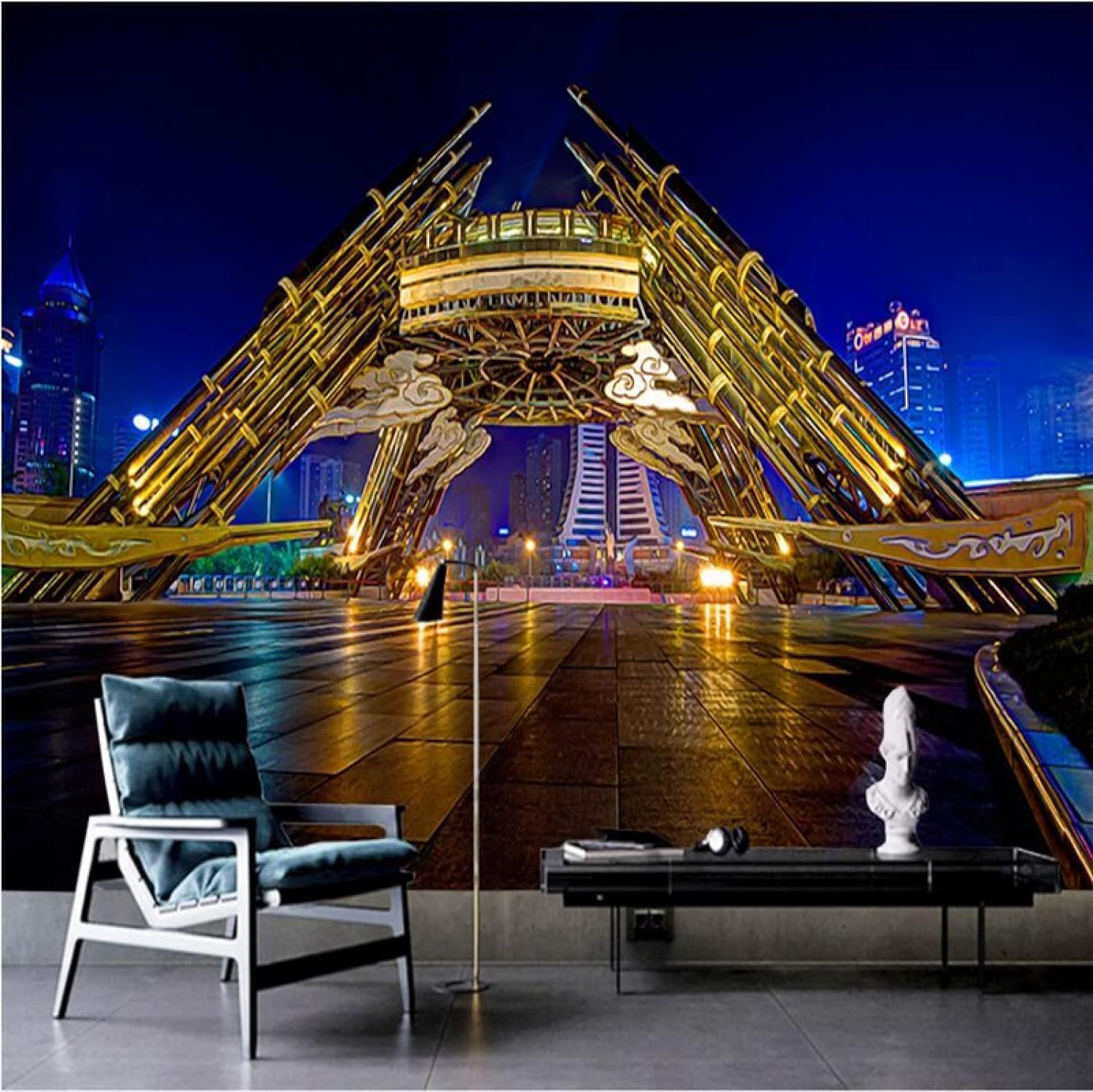 Papier Peint Toile Décoration Murale Premium Paysage Urbain 3D pour Hall et Hôtel