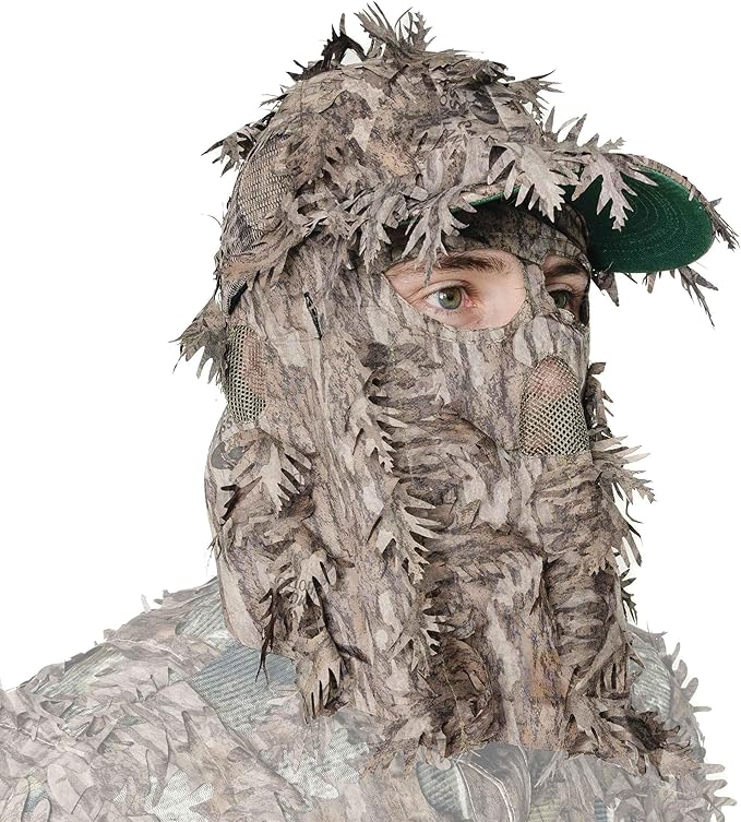 QuikCamo Lightweight 3D Leafy Camo Face Mask & Hat for Hunt…