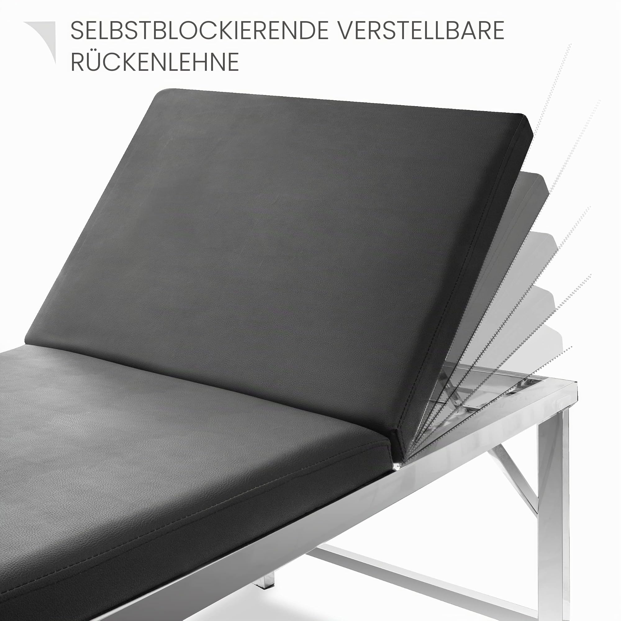 AIESI® Untersuchungsliege medizinische Feuerfeste aus Edelstahl mit 1 Gelenk, Farbe Schwarz mit Toilettenpapierhalter, Belastbarkeit 150 kg, Garantie 24 Monate