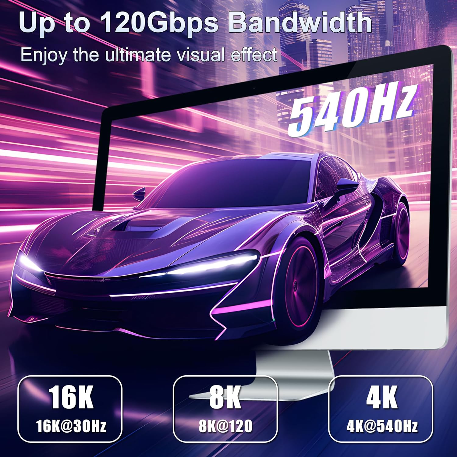 ZIKNYDO 8K for Thunderbolt 5 Cable 10FT/3m, 80Gbps Data Transfer, USB C 120Gbps Bandwidth for 16K/Dual 8K Displays, PD3.1 240W Charging, for Thunderbolt 4, MacBook M4, eGPU, Mac mini M4 Pro, Monitor - Image 4