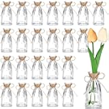 Ninehaoou 24 Pcs Bud Vases for Centerpieces 5.2'' Clear Bud Vases in Bulk Mini Glass Flower Vase for Table Bulk Vintage Floral Arrangements Wedding Birthday Party Table Decor(Wide Stripes)