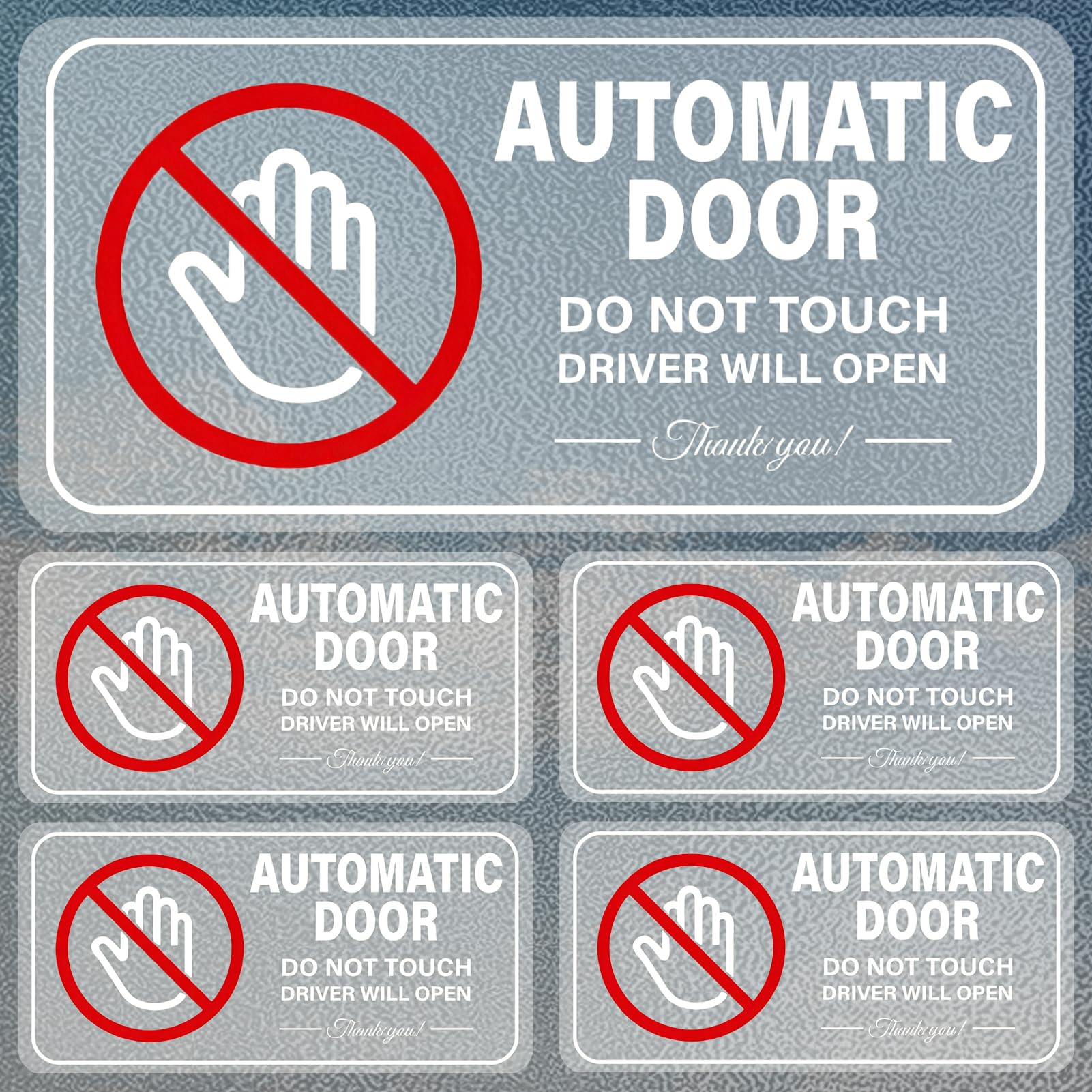 Lotnery Automatic Door Warning Sign Sticker, 10x5cm Clear Caution Decal for Car Taxi Van Vehicle, Do Not Touch Driver Will Open Vinyl Sticker for Automatic Doors
