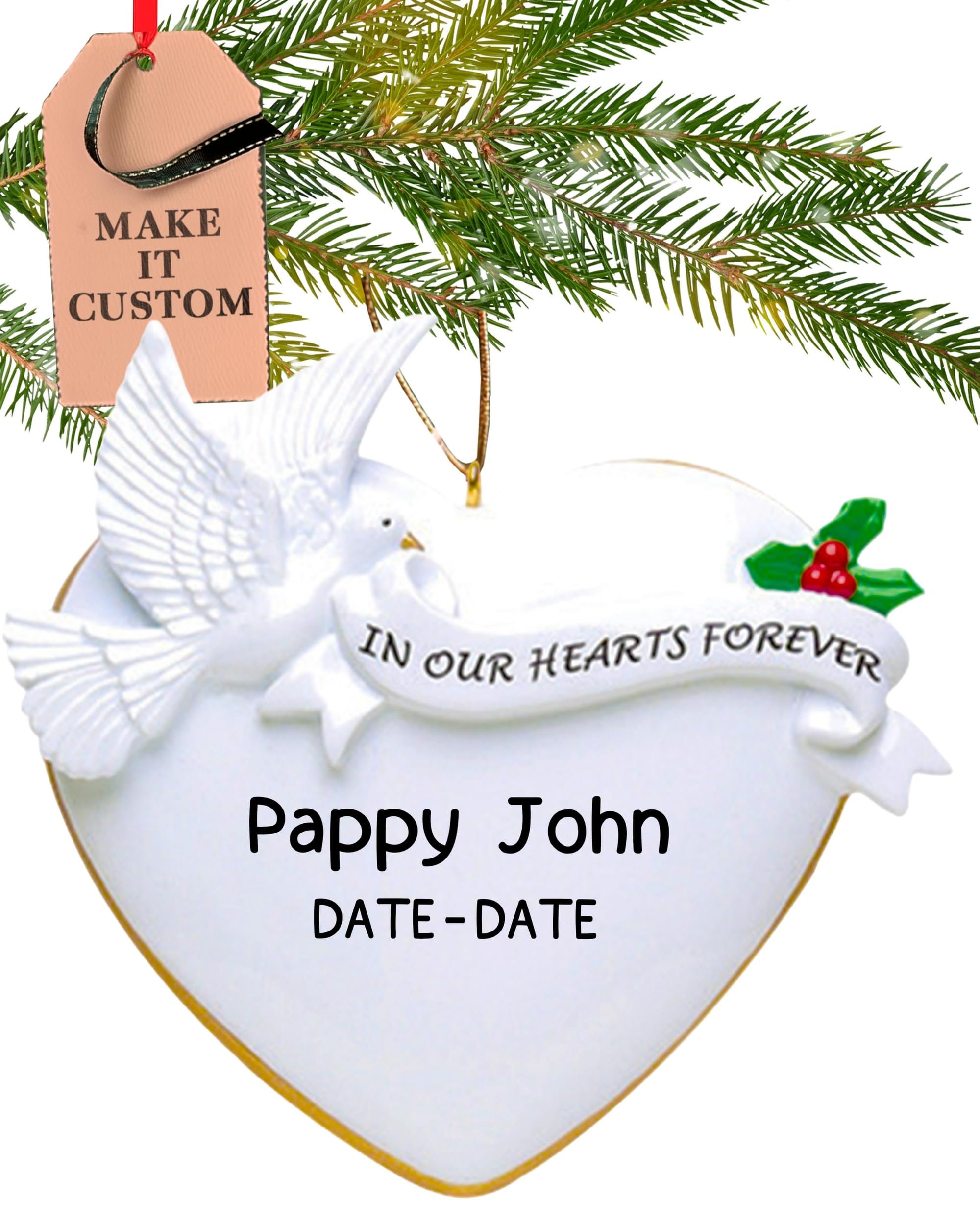 Personalized Memorial Ornament 2025 | Free 24h Customization | Laser Engraved Christmas in Heaven Ornaments for Tree | Custom Gift Wrapped Forever in Our Hearts Keepsake for Loss of Loved One