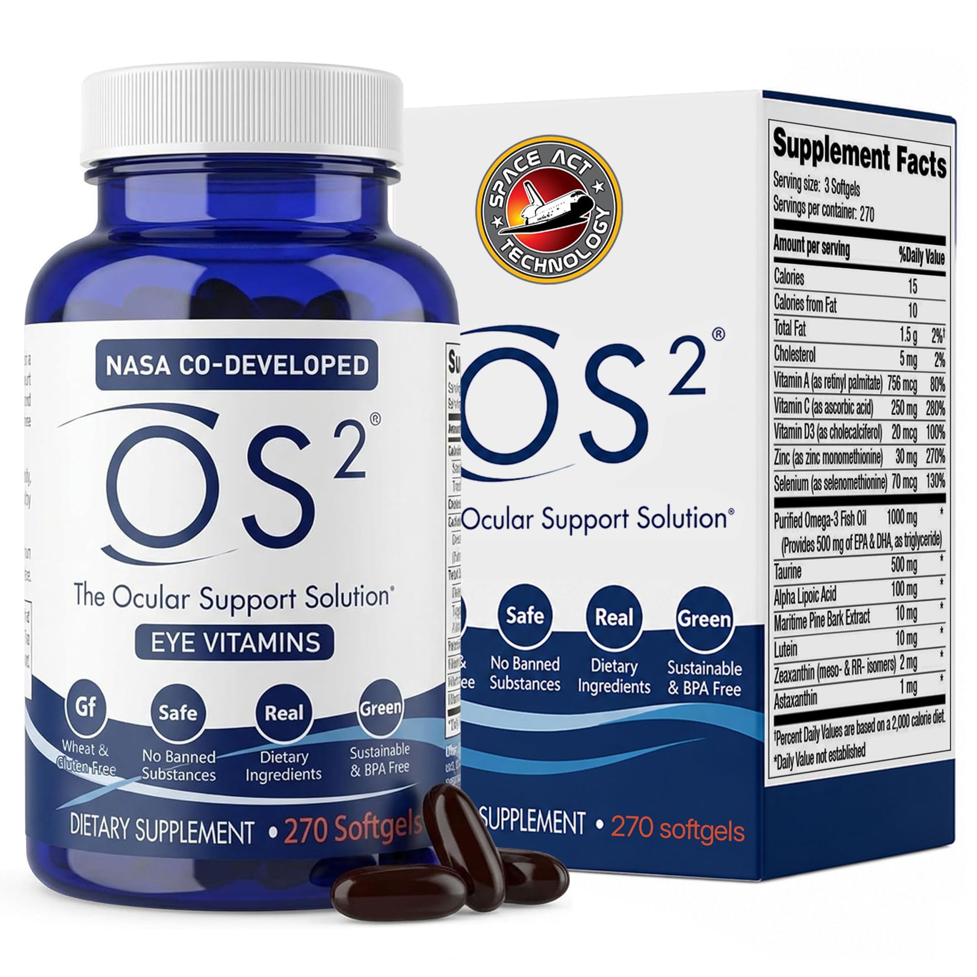 OS2 - The Ocular Support Solution, 270 Ct - Patented Eye Vitamins
