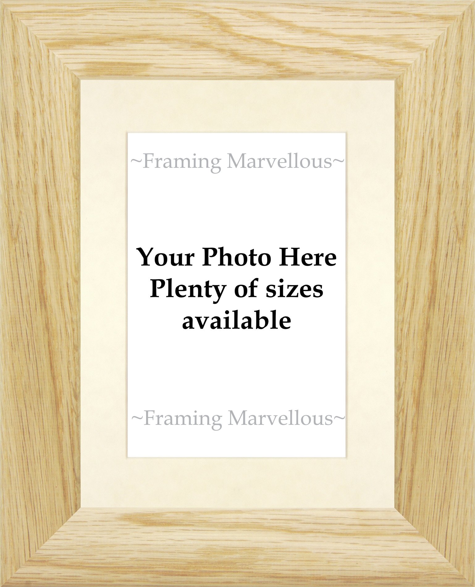 Framing Marvellous Solid Oak Wood Photo Picture Frame - (A4 pic (11x14” glass) WALL & STRUT, IVORY MOUNT)
