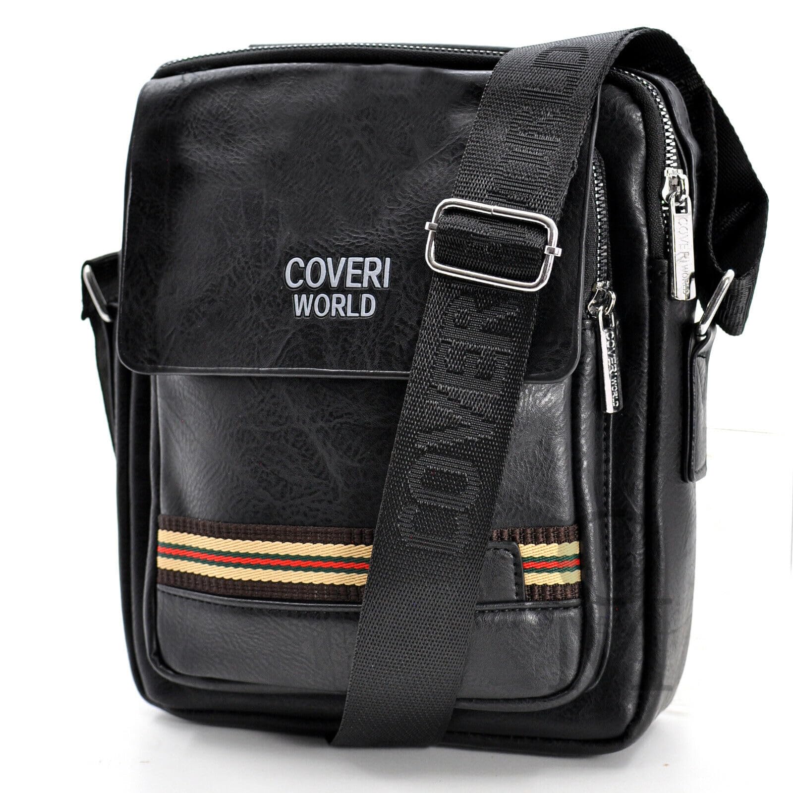 COVERI Borsa Borsello Ecopelle Tracolla Uomo Lavoro Ufficio Tempo Libero Portacellulare Tasche Zip ART.2162 Dimensioni 24 X 21 X 5 Marchio Coveri