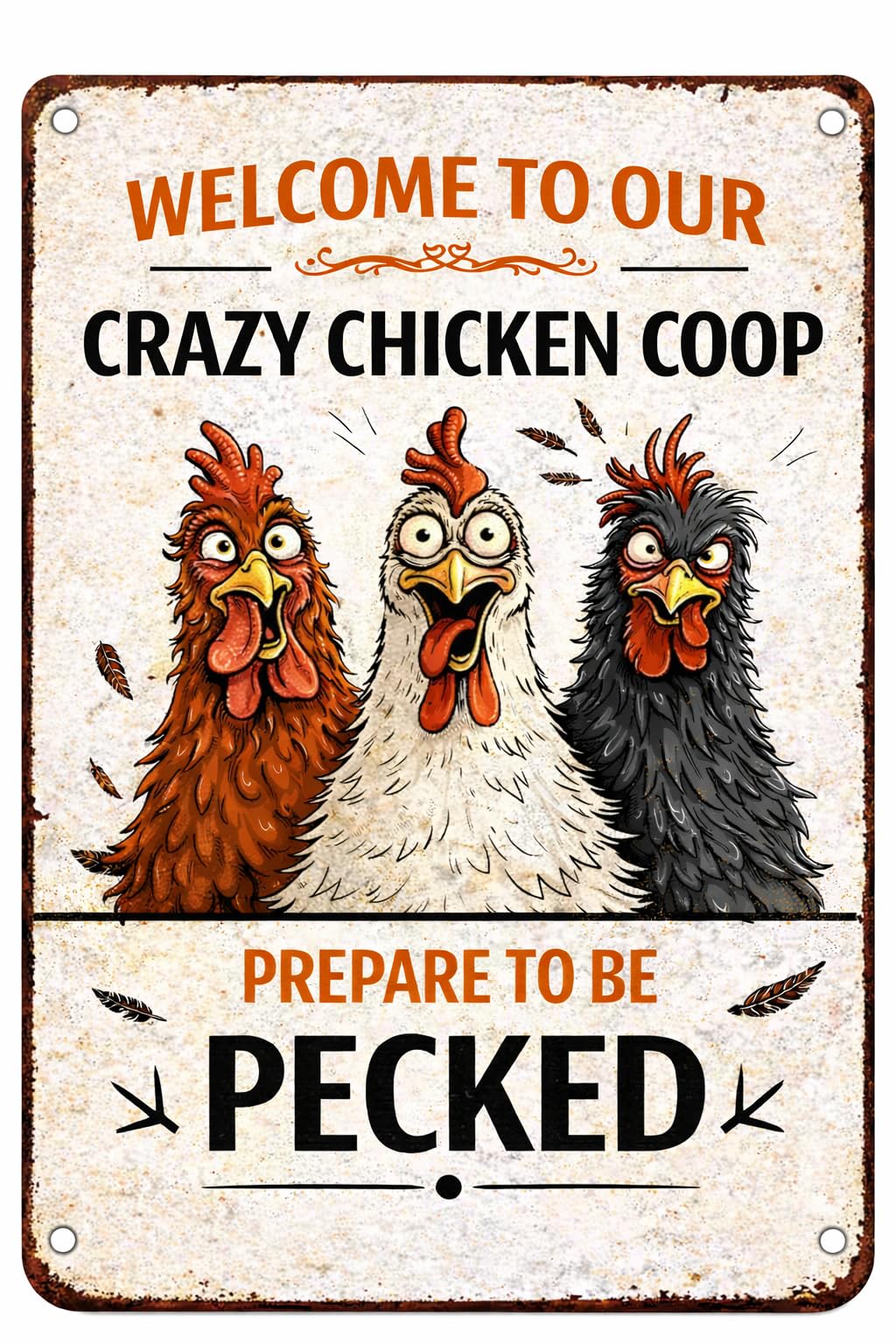 Vintage Metal Tin Sign Welcome To Our Crazy Chicken Coop - Funny Chicken Coop Accessories Decor For Home Farm Garden Courtyard Decor 8 X 12 Inch Custom Private Property Signs Outdoor