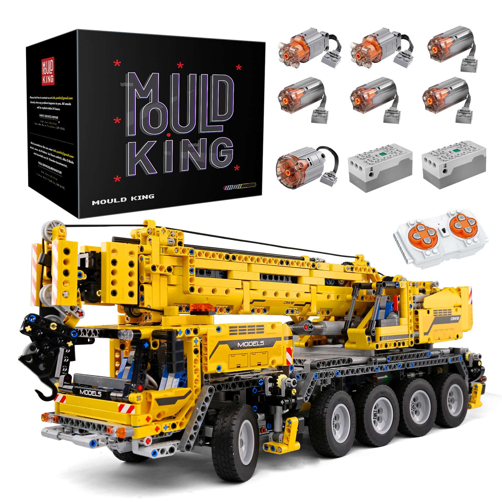 Julvo 13107 Crane Truck Building Kit, APP Remote Control Large Crane with 8 Motors, 2590 Pieces Heavy-Duty Truck Assembly Building Toy