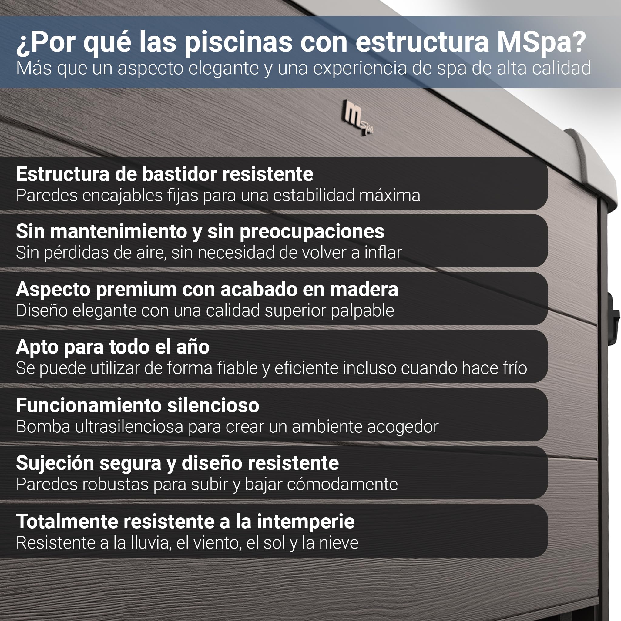 Miweba Whirlpool MSpa Tribeca con Pared Exterior Rígida | Control por App | SPA para 6 Personas | 160x160x65 cm | 120 Chorros de Masaje | Uso Todo el Año Resistente al Invierno