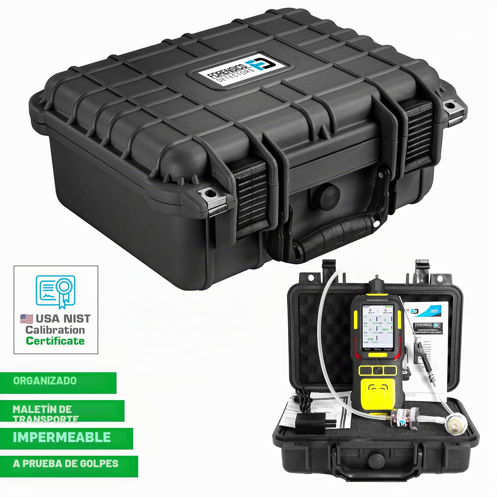 Analizador de 5 gases | Gases de escape automotrices | CO, O2, HC, NOx, CO2 | Emisiones del tubo de escape | Certificado de Calibración de la UE |