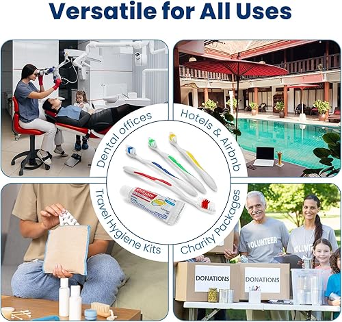 Miniatura 7 de 100 cepillos de dientes a granel al por mayor cantidad tamaño estándar, artículos de tocador para el cuidado dental, cerdas suaves medias, envueltas