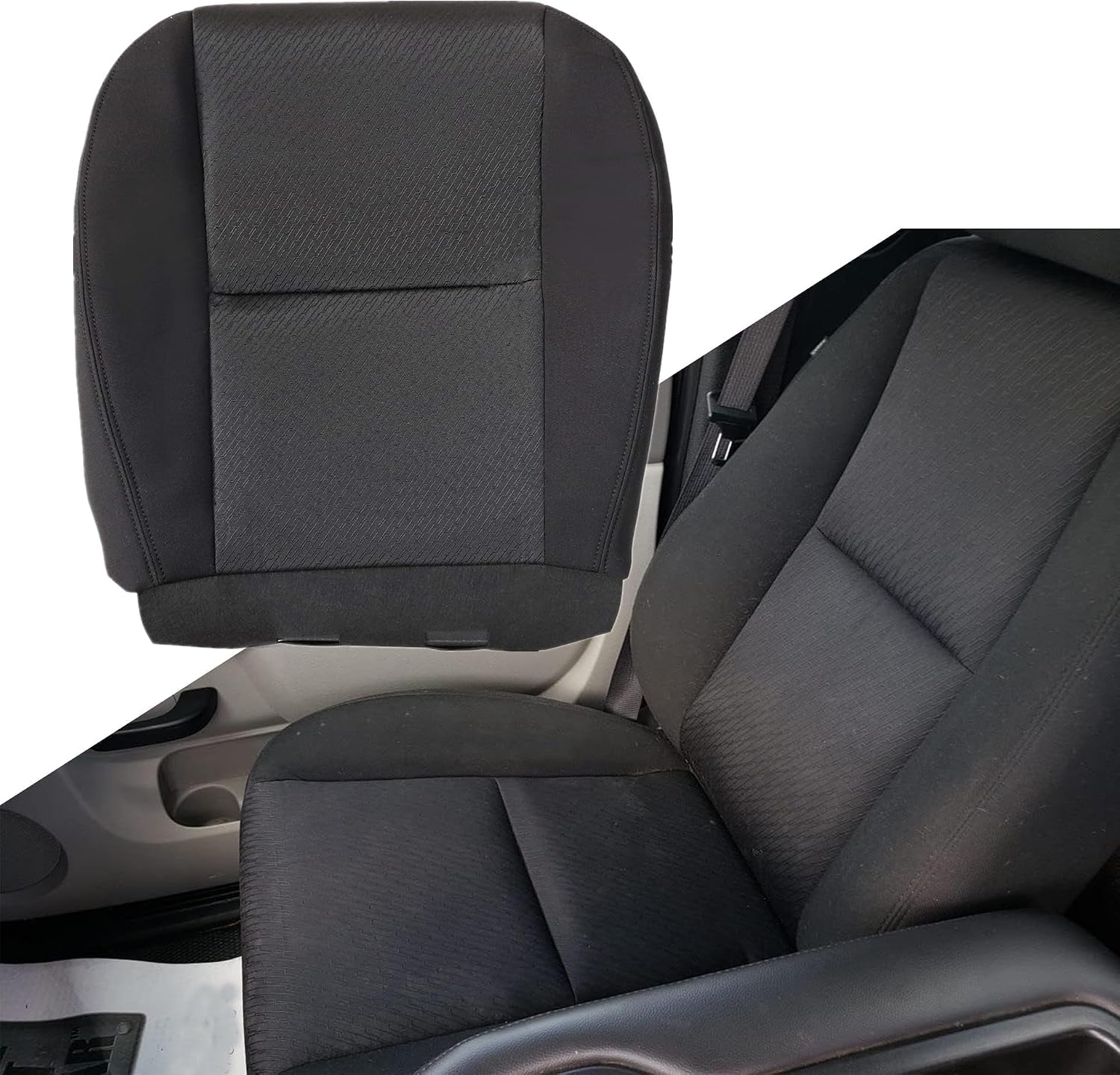GXARTS Black Driver & Passenger Side Bottom Replacement Cloth Seat Covers Compatible with Chevy Silverado Tahoe Suburban Avalanche GMC Sierra Yukon 2007 2008 2009 2010 2011 2012 2013 2014
