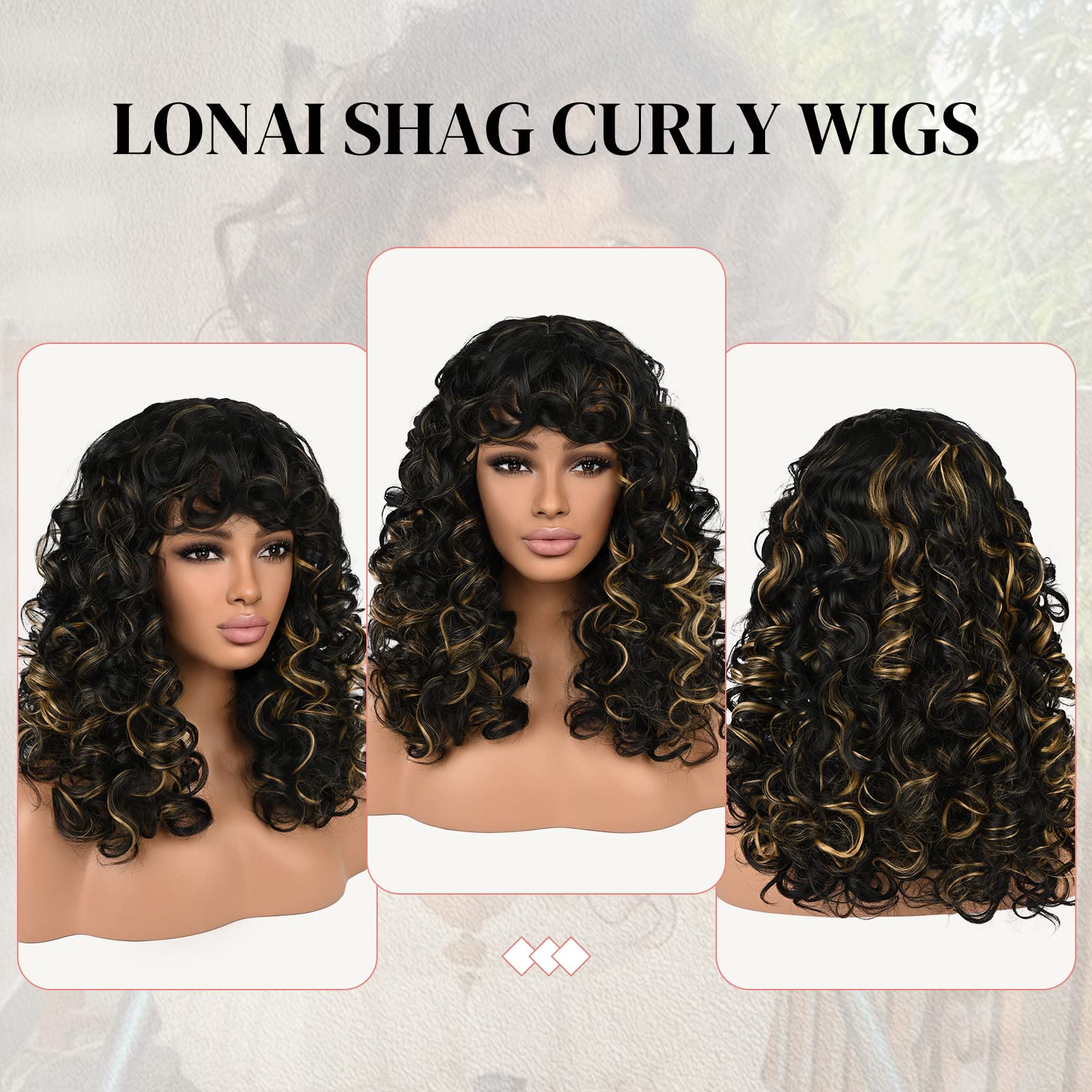 Sassy Black Synthetic Bob w/ Golden Highlights Sassy Curl Jayne Synthetic Wig by Hairdo (Sassy Curl) - Best  main image 2