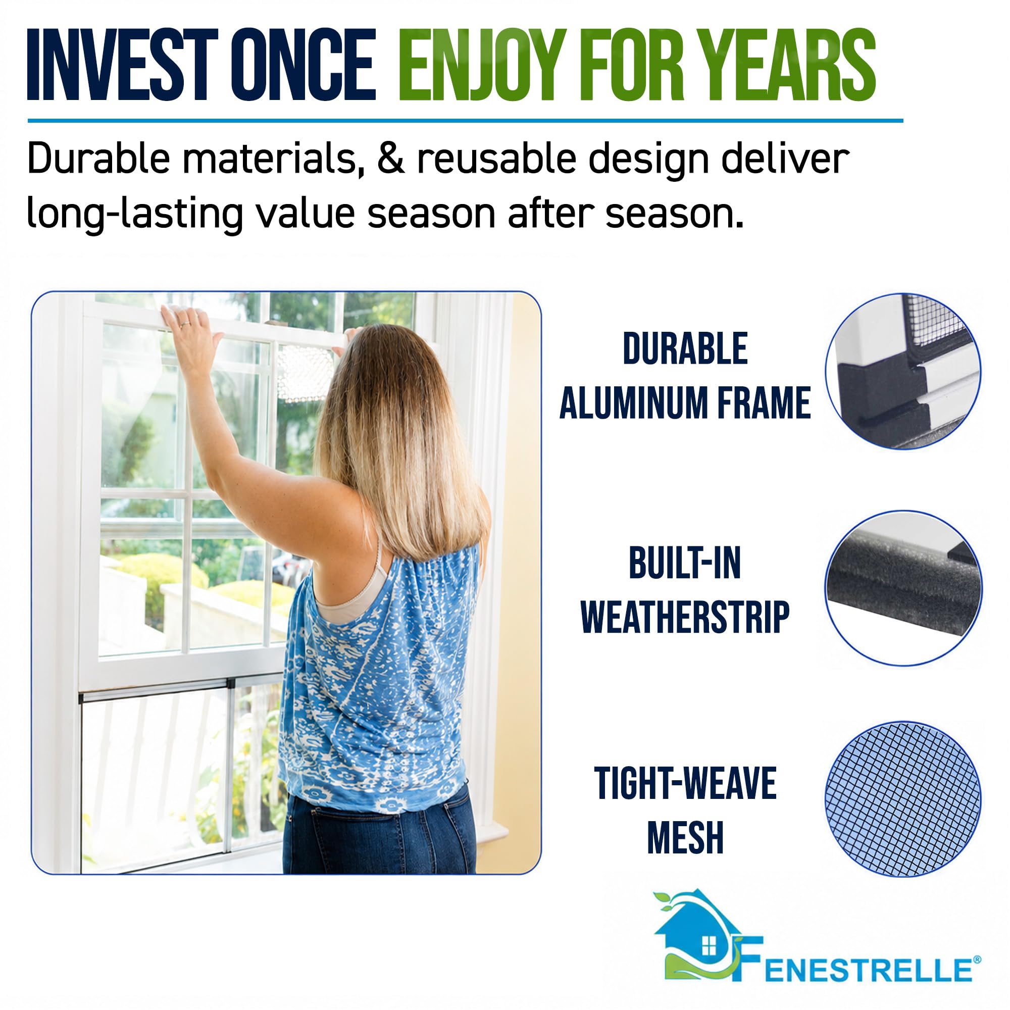 Fenestrelle Pantalla expansible para Ventana, Ajustable en 2 direcciones, Horizontal (20 Pulgadas de Alto x 28 a 54 Pulgadas de Ancho) o se Convierte en Vertical (28 Pulgadas de Alto x 20 a 38