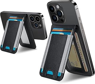 2-in-1 Magsafe Wallet, Up-grade with iPhone Wallet and Adjustable Stand, Open ID Window, Magnetic Wallet for iPhone 15/14 Pro Max/14 Pro/14/14 Plus/13/12 Series, 9 Cards Holder, Vegan Leather, Black