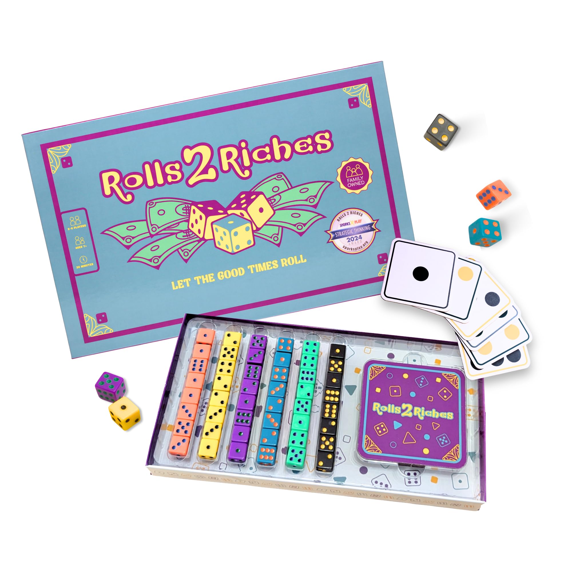 Award-Winning Board Game for Families – Rolls 2 Riches | Fast-Paced Dice, Card & Strategy Game for Kids & Adults | Perfect for Parties, Travel, Camping, Game Nights & Outdoor Summer Fun