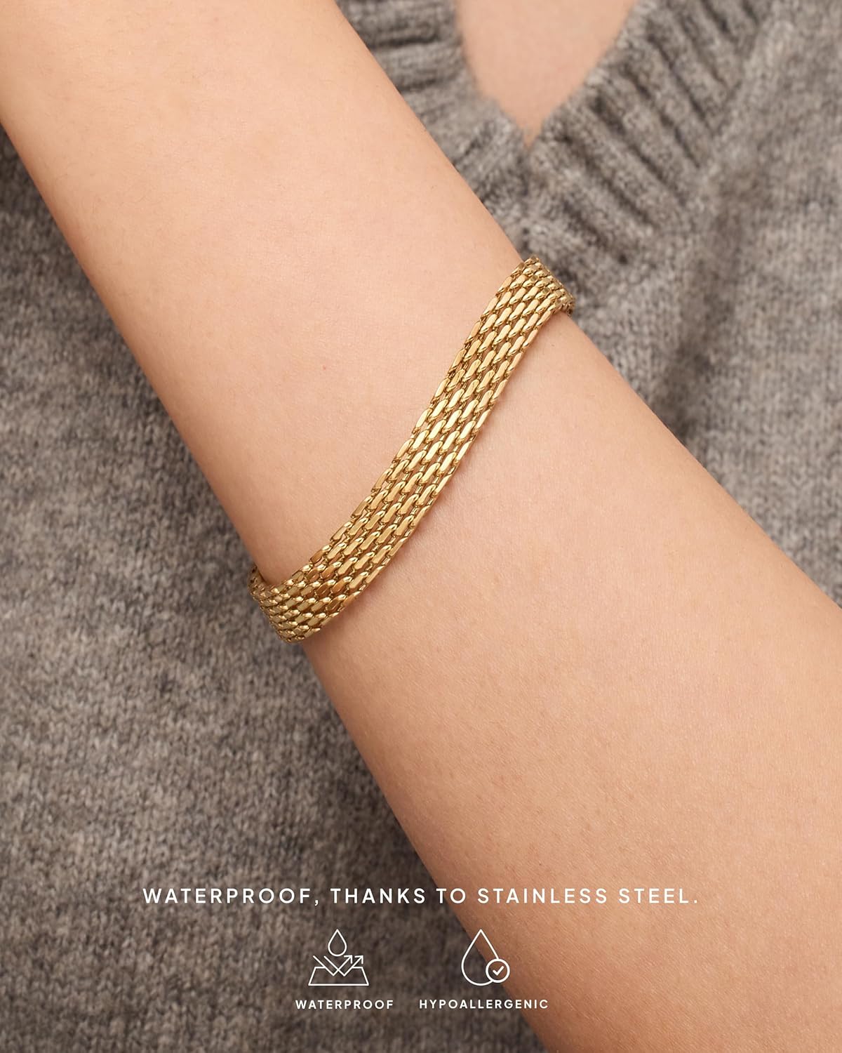 PAVOI 14K Gold Plated Chunky Chain Adjustable Bracelet for Women | Stainless Steel Lightweight Trendy Chain Bracelet - Image 2