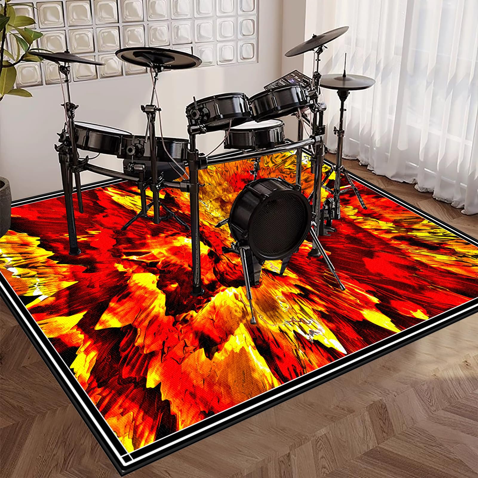 Tapis Batterie Tapis Insonorisé Tapis de Tambour Tapis de Batterie électronique Non Glissants pour Kits De Batterie électronique Grosse Caisse Caisse Claire Et Autres Jeux De Bases 160 x 140 cm