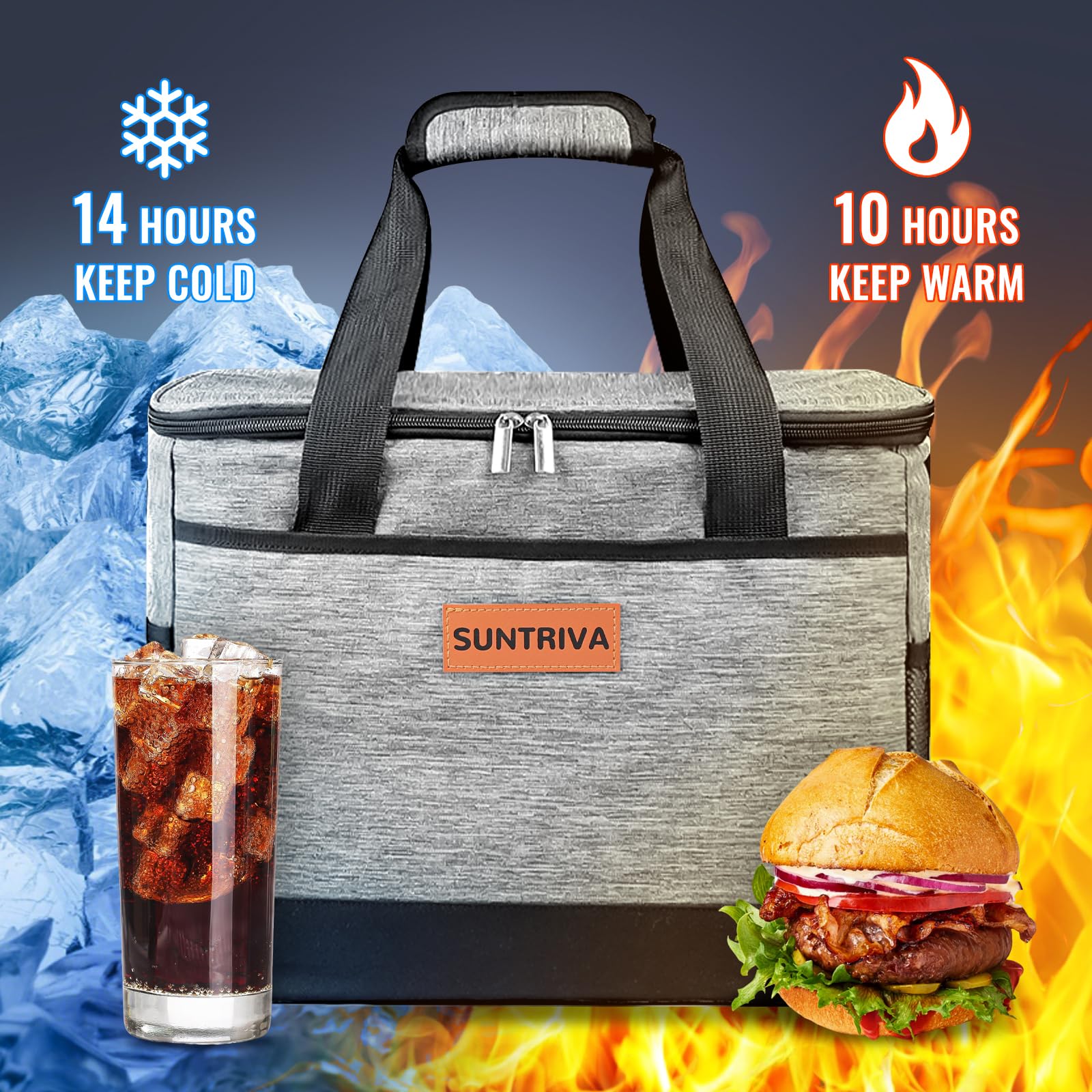 Torba Termiczna Na Lunch 33L Torba Termoizolacyjna Lunch Bag | Wygodny i przenośny wytrzymały regulowany pasek składany dla Kobiet i Mężczyzn, do biura na piknik szkolny, kemping