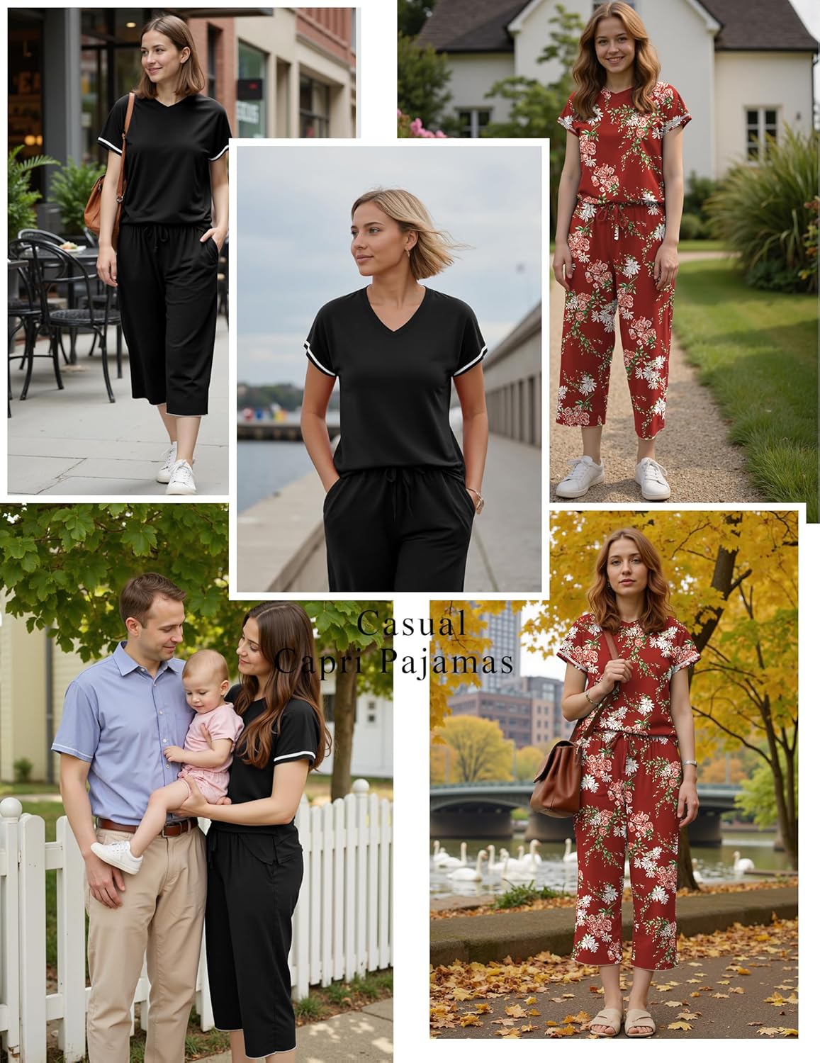 Marvmys Womens 2 Pack Pajama Sets Short Sleeve Pajamas Tops and Capri Pants Pjs Print Lounge Sets with Pockets S-3XL - Image 2