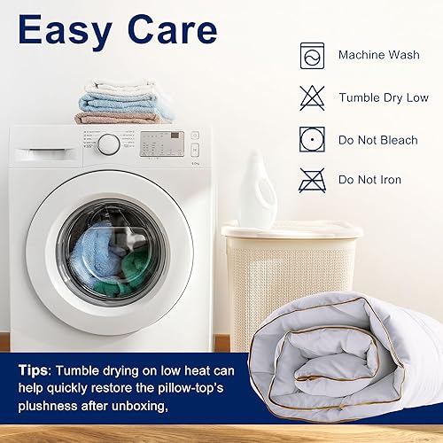 Miniatura 8 de XWZO Cubrecolchón de espuma viscoelástica tamaño King de doble capa de 3 pulgadas, 2 pulgadas de gel refrescante de espuma viscoelástica y